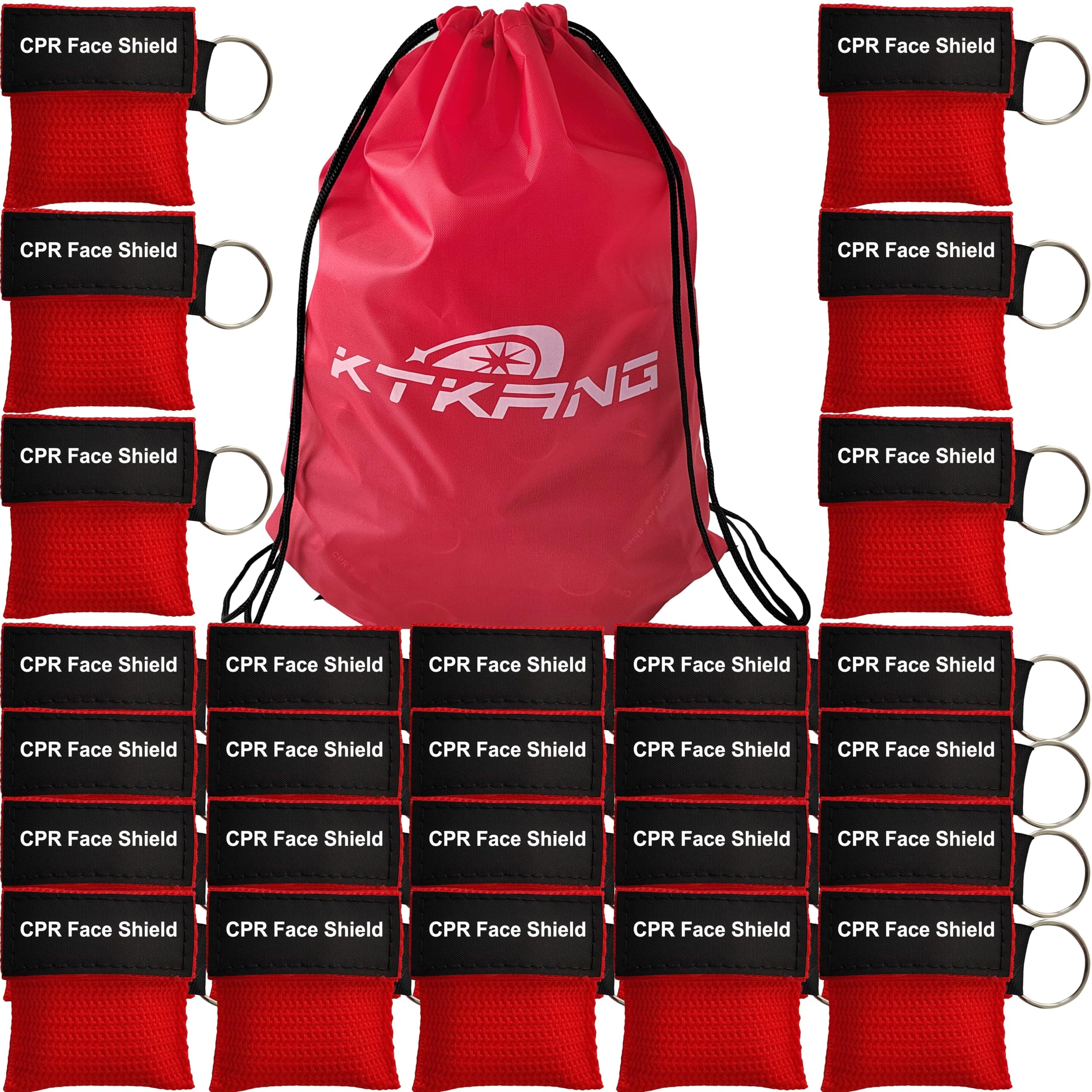 100pcs/lot Red CPR Barrier with Keychain CPR Face Shield for AED First Aid