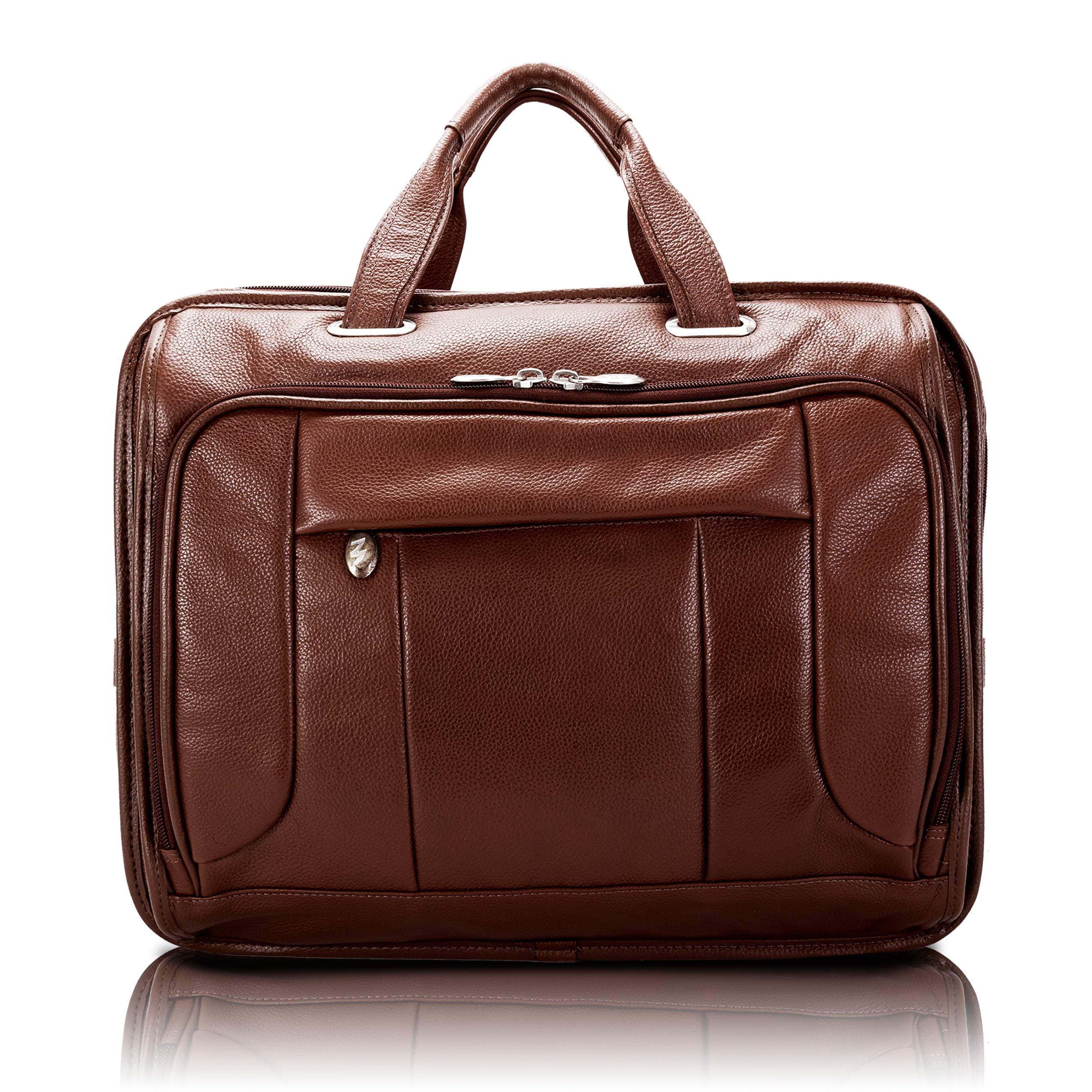 McKLEIN 15" Leather Fly-Through Checkpoint-Friendly Laptop Briefcase- RIVER WEST