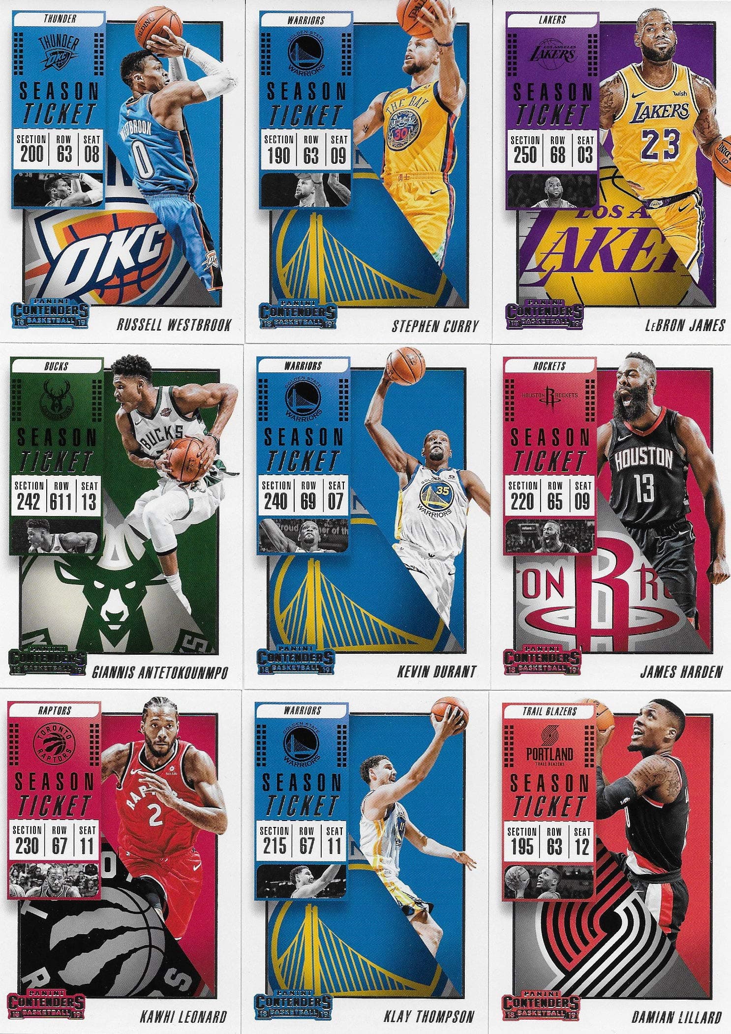 2018 2019 Panini Contenders NBA Basketball Series Complete Mint Basic 100 Card Veteran Players Set with Lebron James Stephen Curry Kevin Durant and More