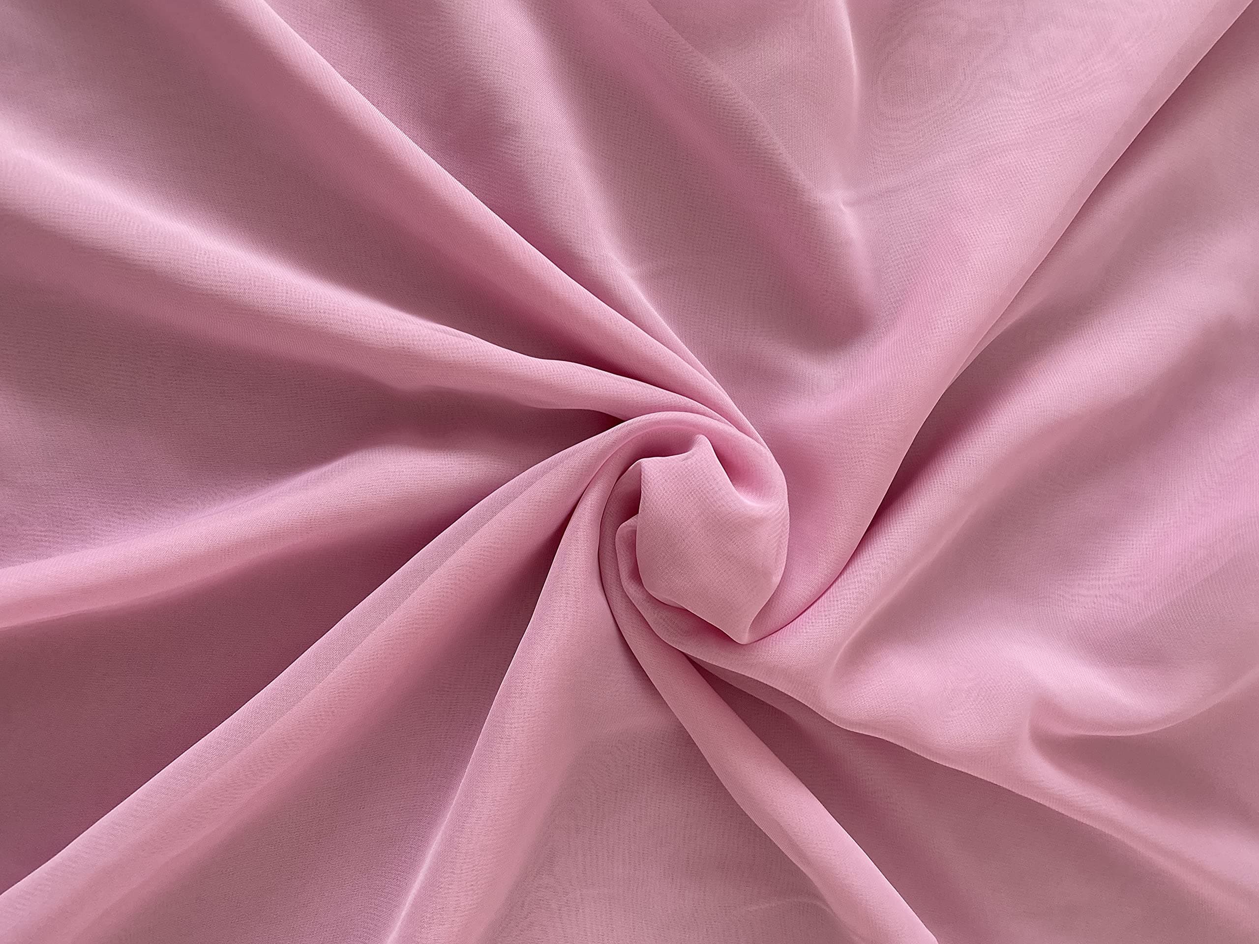 Plain 100% Polyester Chiffon Sheer Soft Fabric (Baby Pink, 2 Meter)