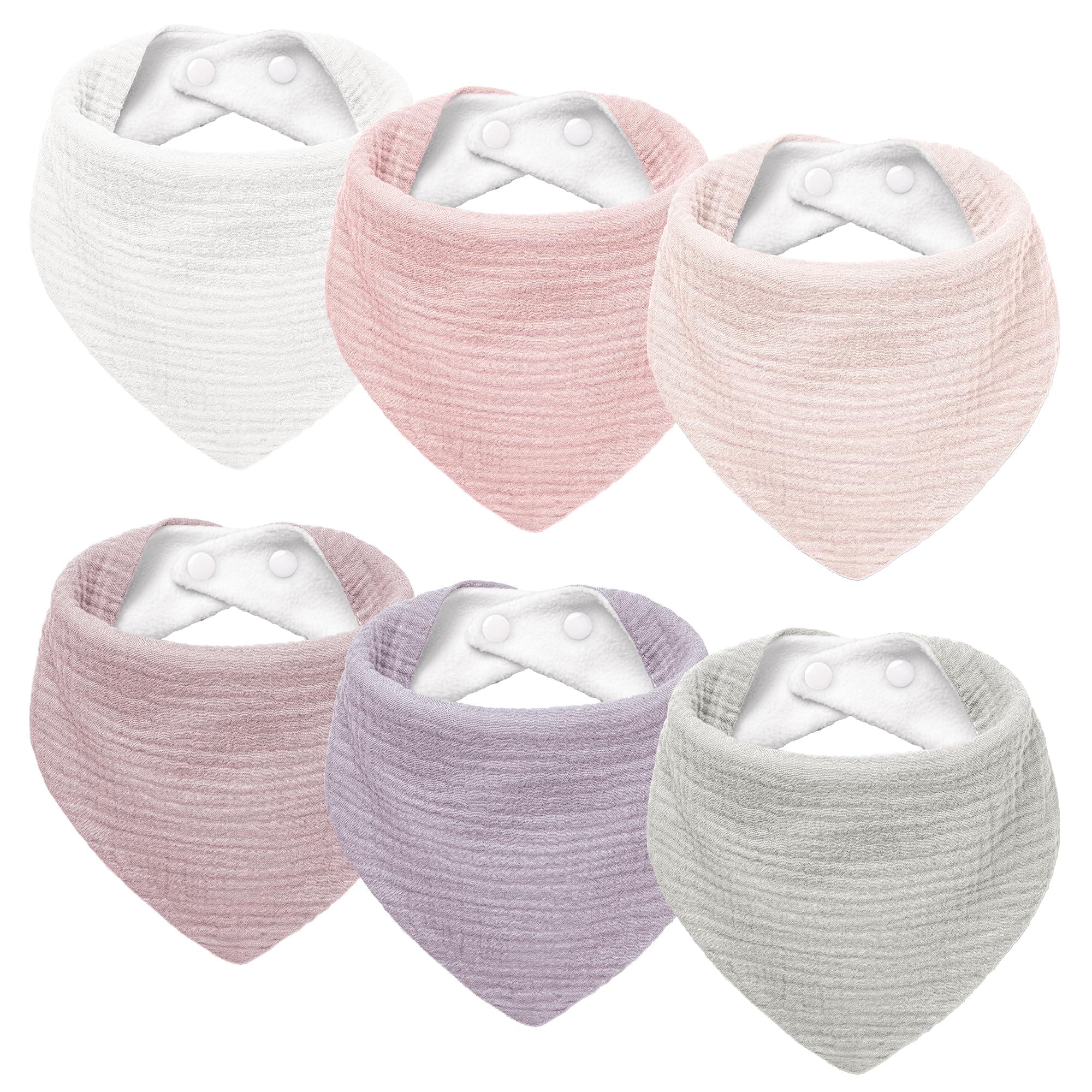 Muslin Baby Drool Bibs 6Pack Soft Triangular Adjustable Baby Bandana Bibs for Unisex Baby Girls & Boys