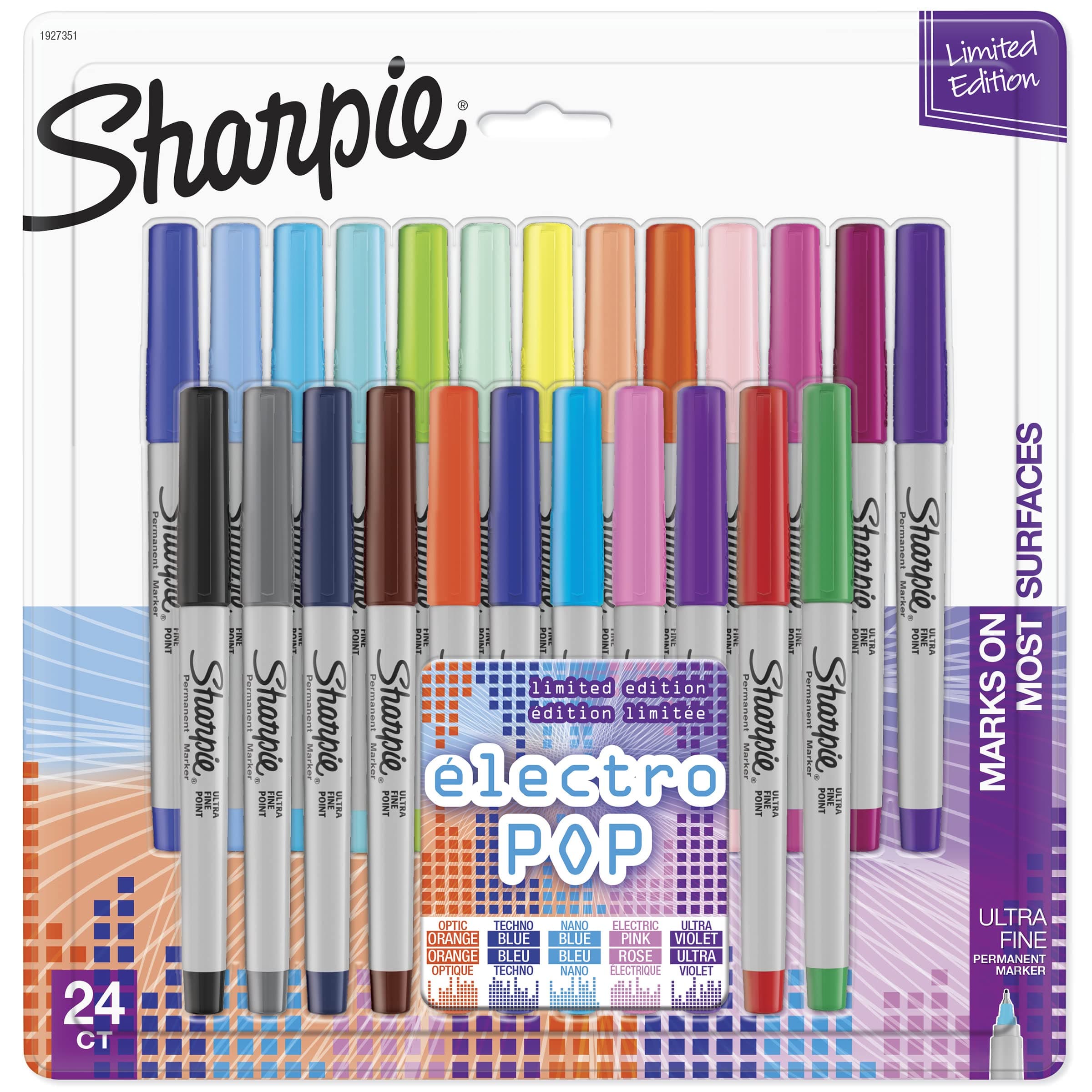 Sharpie Electro Pop Permanent Markers | Ultra Fine Point Markers, Assorted Colors, 24 Count