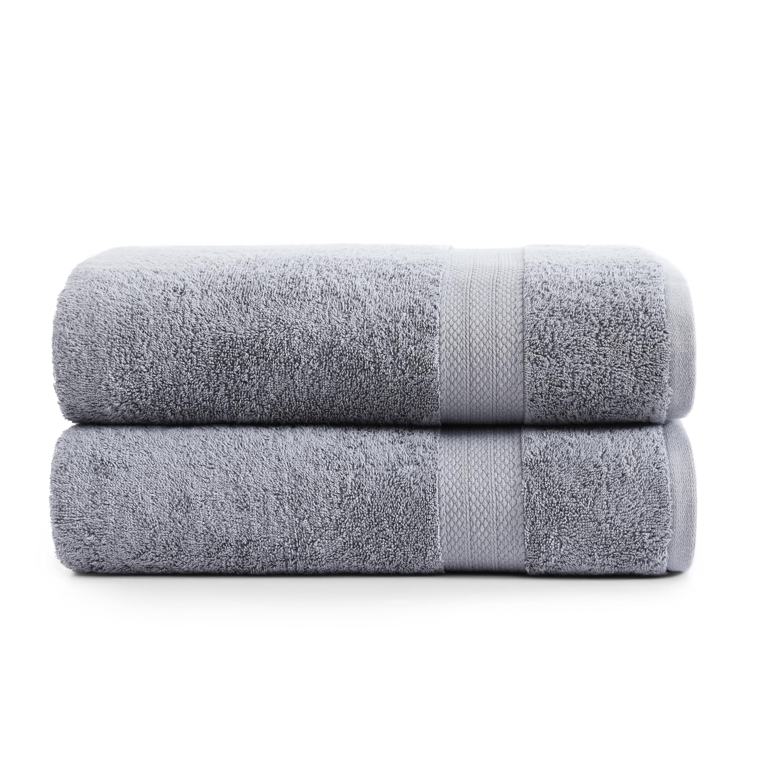 RAYMSTER LANE LINEN Bath Sheets Bathroom Towel Set- 2 Pack 100% Cotton Extra Large Towels, Oversized Luxury Towels Set, Shower Sets for Bathroom, 35x66 - Black (Grey, 2 Piece Bath Sheet)