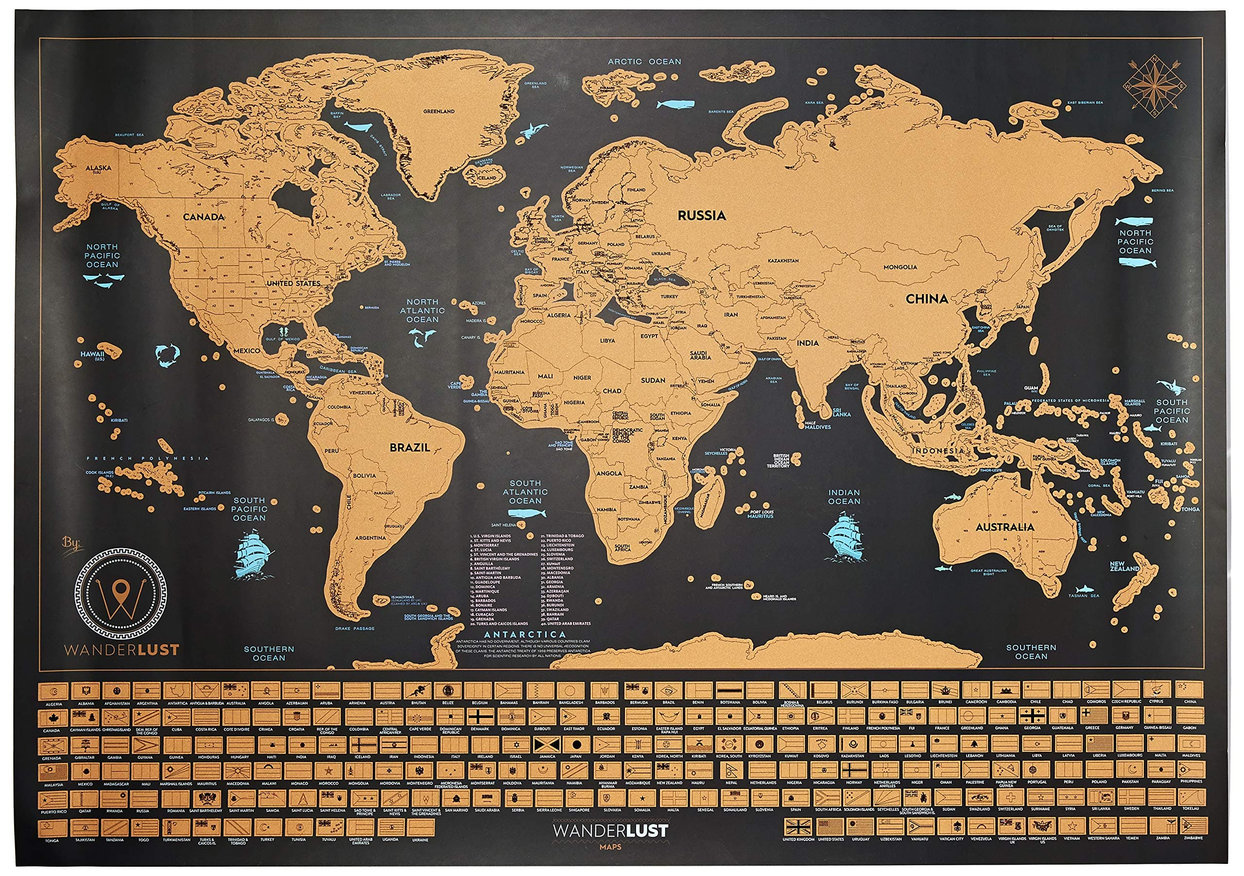 Scratch Off World Map XL Edition + Premium Scratch Off USA Map - Gift Bundle Includes 2 Scratch Off Maps, Precision Scratch Tool and Travel Memory Stickers