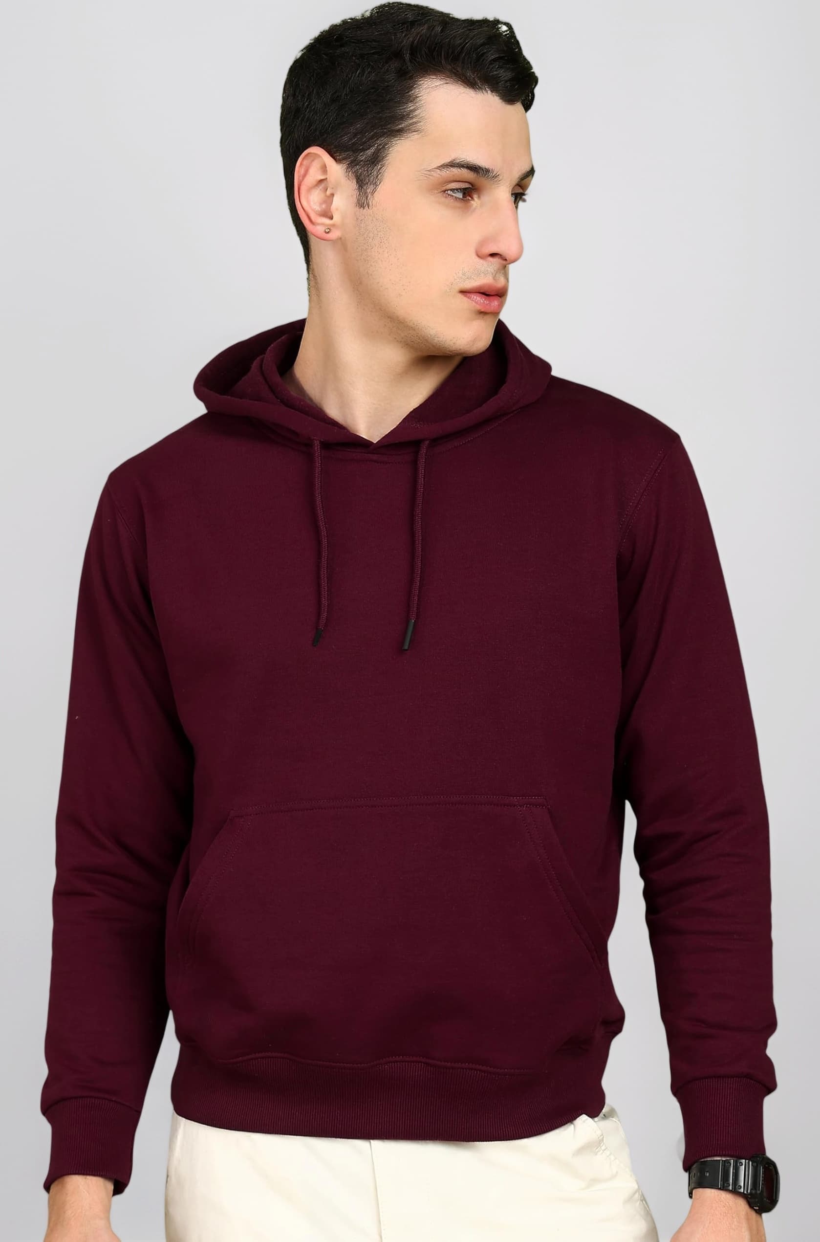 Men’s Solid Hooded Sweatshirt | Drawstring Hood, Kangaroo Pocket, Ribbed Hem | Regular Fit | Sizes S–5XL | Multiple Colors