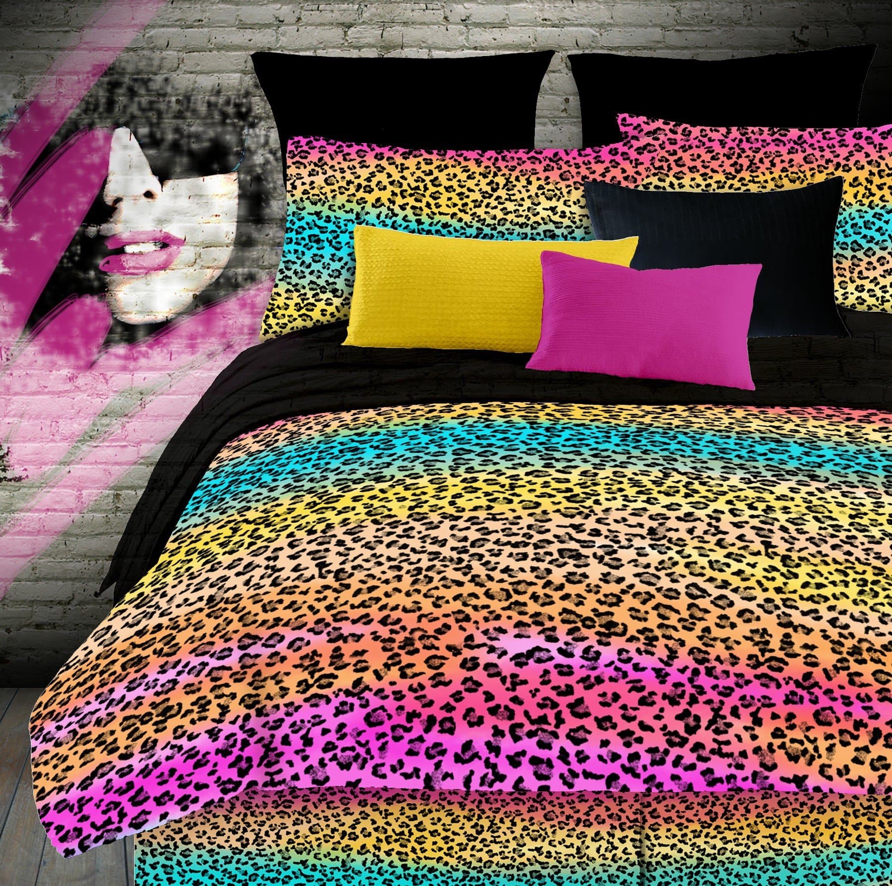 Rainbow Leopard Colorful Full Comforter & Sheets (8 Piece Bed In A Bag)