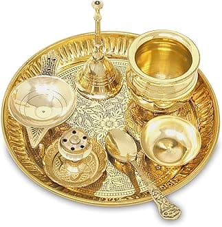 BENGALEN Brass Pooja Thali Set 6 Inch