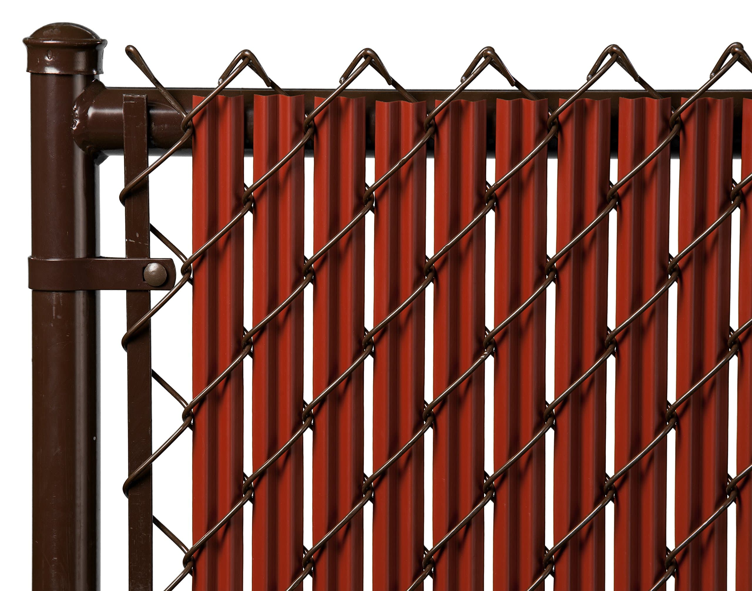 Slat Depot Single Wall Bottom Locking Privacy Slat for 3', 4', 5', 6', 7' and 8' Chain Link Fence (4ft, Redwood)