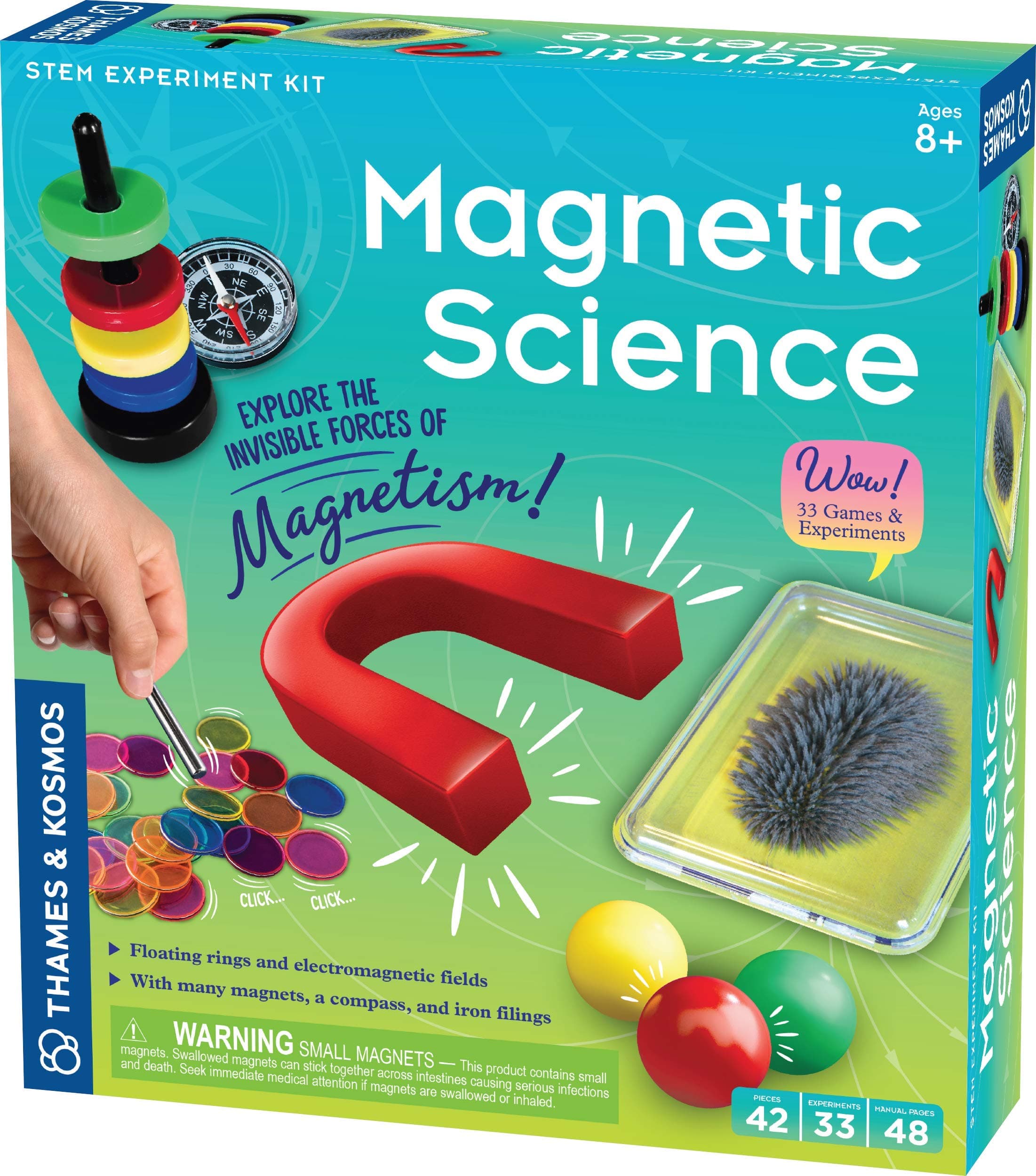 Magnetic Science | 33 STEM Experiments | Ages 8+ | Learn About Earth’s Magnetic Poles | Discover How Invisible Magnetic Fields Work | Full-Color 48-Page Manual