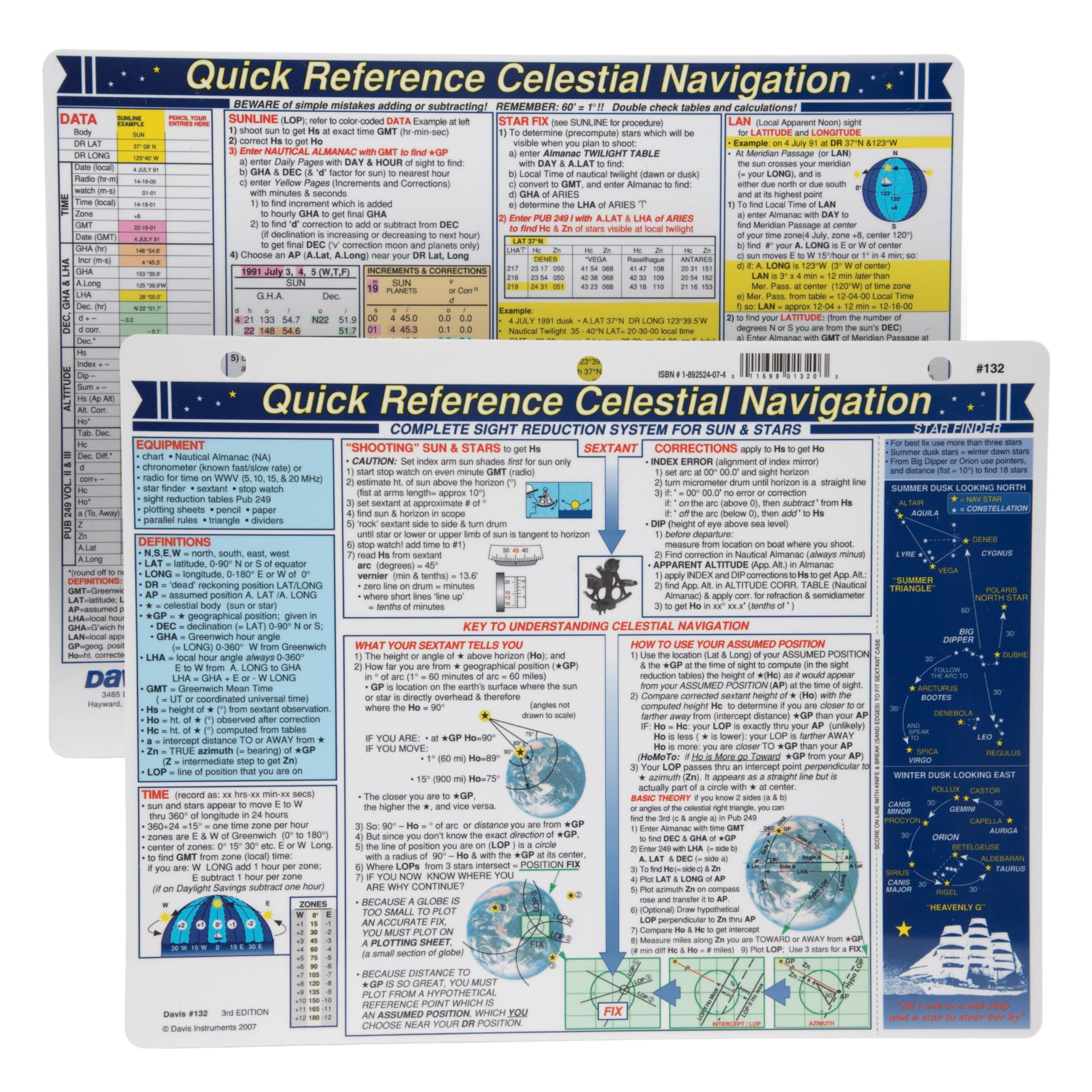 Davis Instruments Celestial Navigation Quick Reference Card