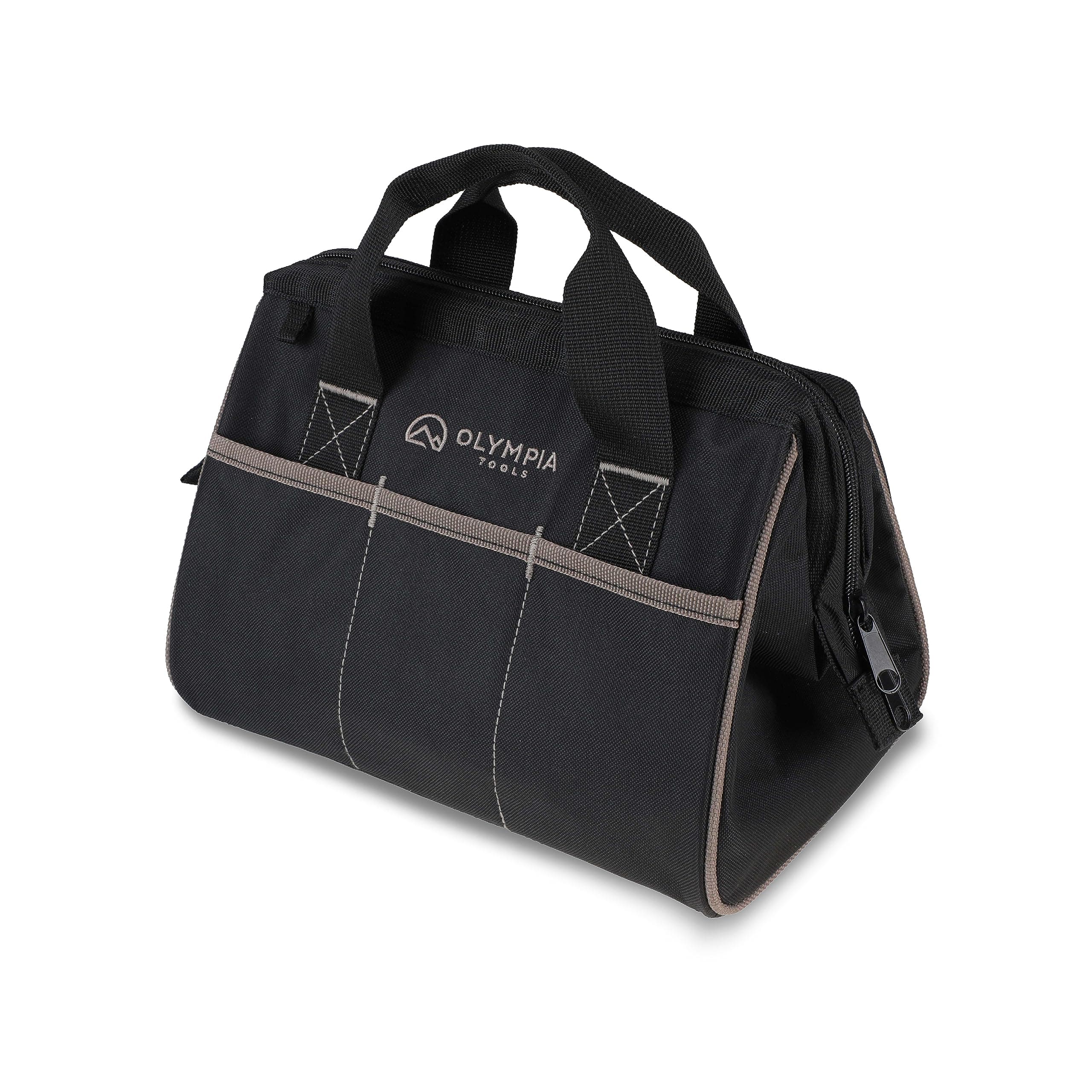 Olympia Tools Tool Bag 12 Inch, Heavy Duty Tools Bag with 3 Large Pockets, Adjustable Shouder Straps and 600D Reinforced Material