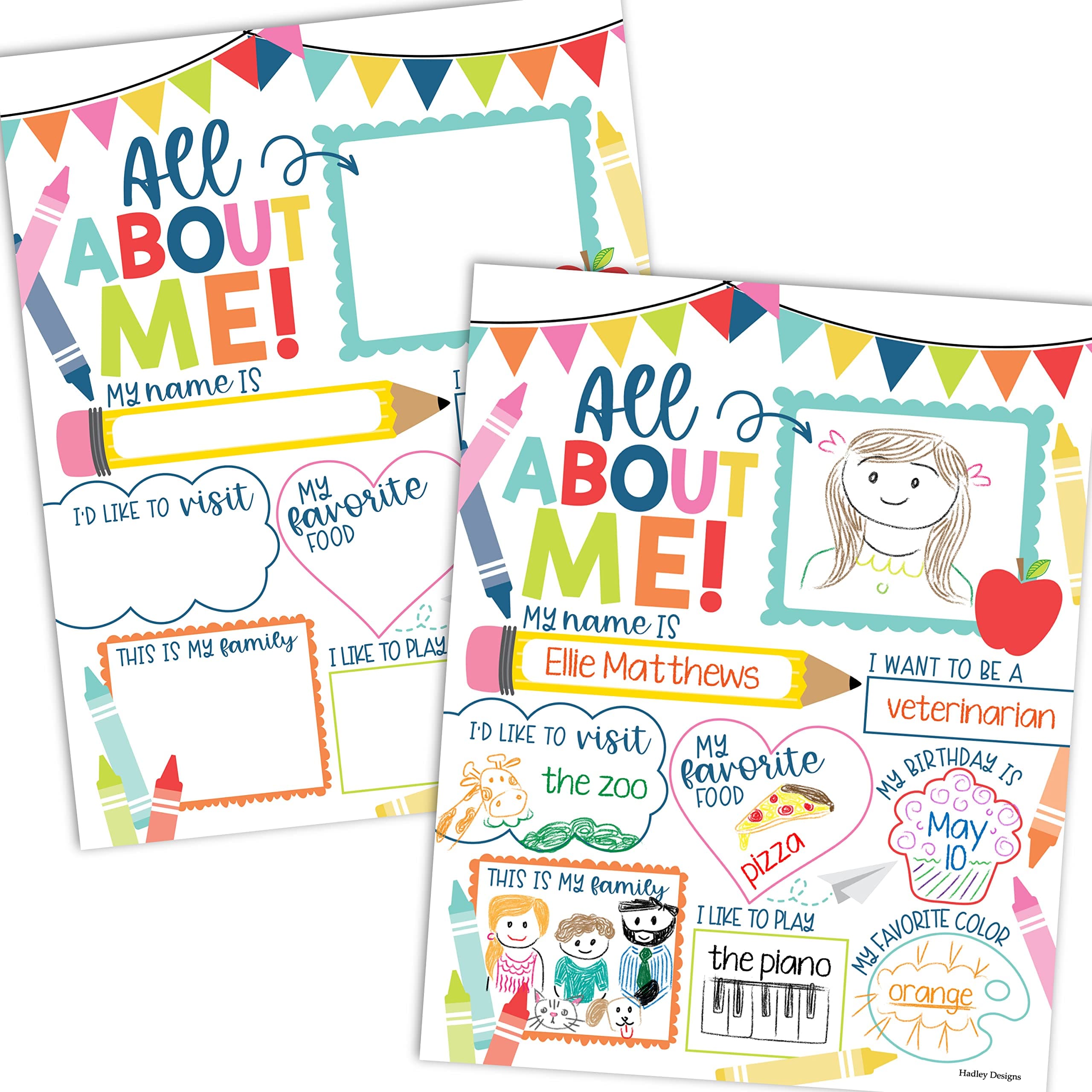 Hadley Designs 20 Colorful Read All About Me Posters For Elementary School Posters Supplies For Teachers For Classroom, Star Student Posters Elementary Classroom Supplies