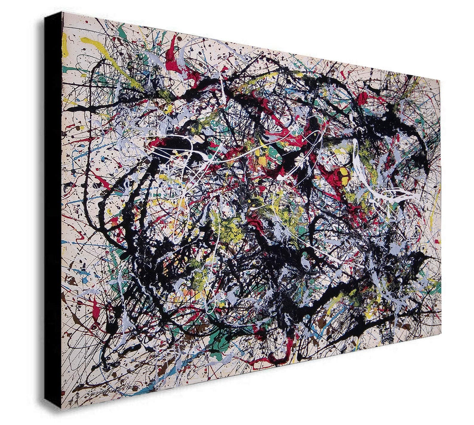 Jackson Pollock Number 34 - Canvas Wall Art Framed Print - Various Sizes (A1 32x24 inches)