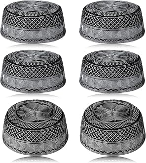 6 Pcs Eid Muslim Prayer Kufi Hat for Men Prayer Headwear Cap Islamic Beanie Skull Cap Embroidery Kofia Topi