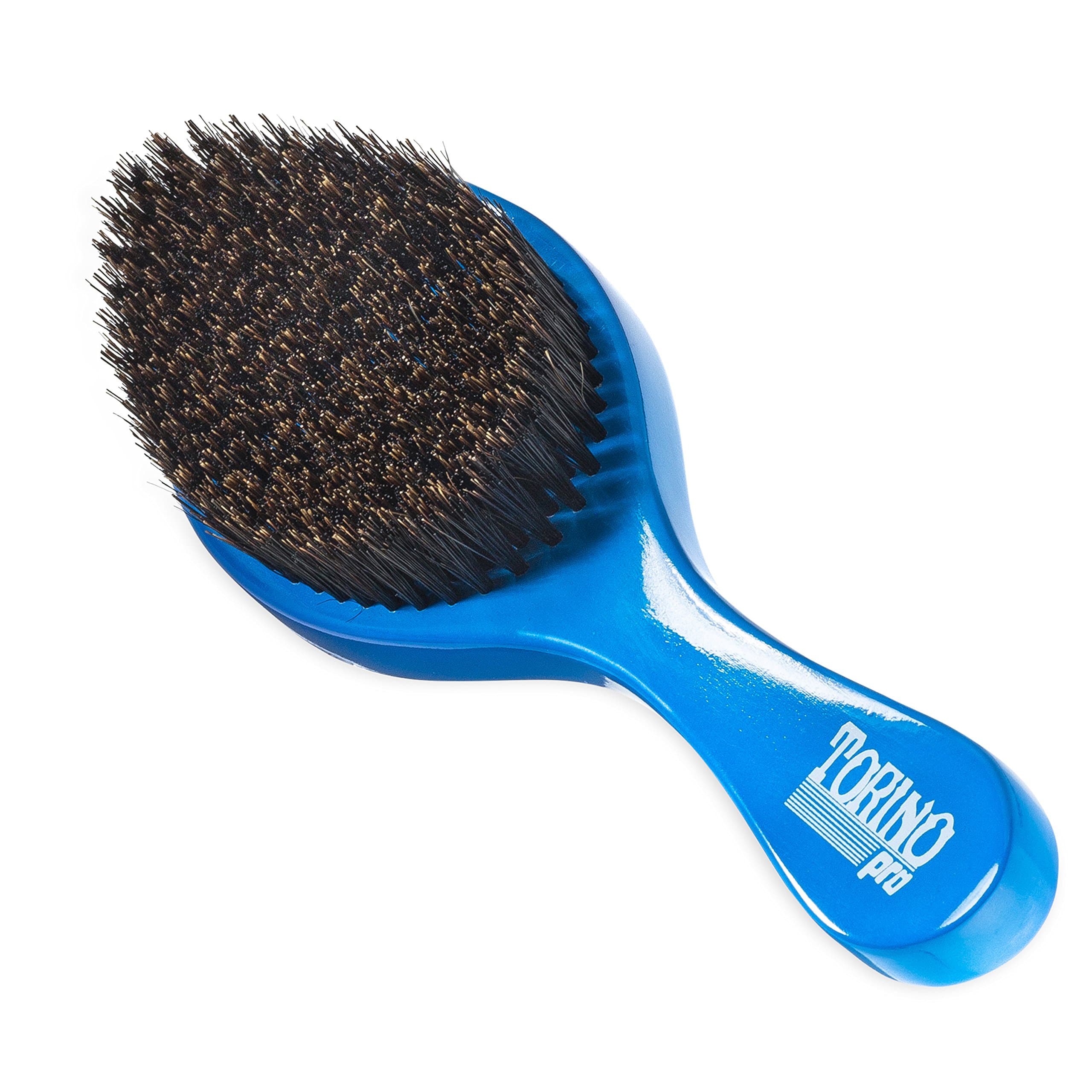 Medium Curve Waves Brush #350 - Blue, Boar Bristles, Oval, for 360 Waves Hair Care