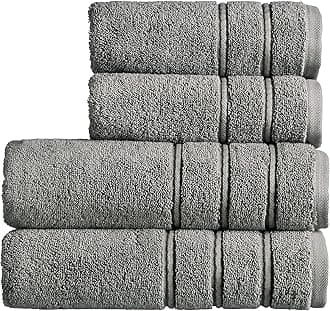 Antalya Large Bath Towels | Set of 4 | 100% Turkish Cotton | 600GSM | Soft Plush Luxury Towel Set | 2 Bath Towels 2 Hand Towels | Quick Dry | Storm Grey