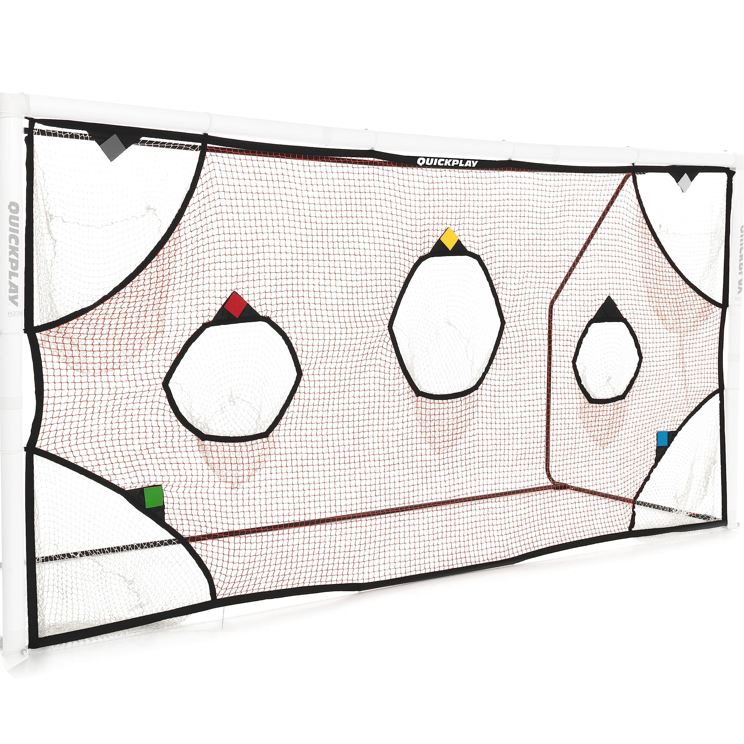 QuickPlay Target Net - Soccer Goal Target Nets with 7 Pockets for Shooting Accuracy - Fits Rigid Goals in Multiple Sizes - Soccer Trainer for Backyard, Training Equipment | Soccer Frame Not Included