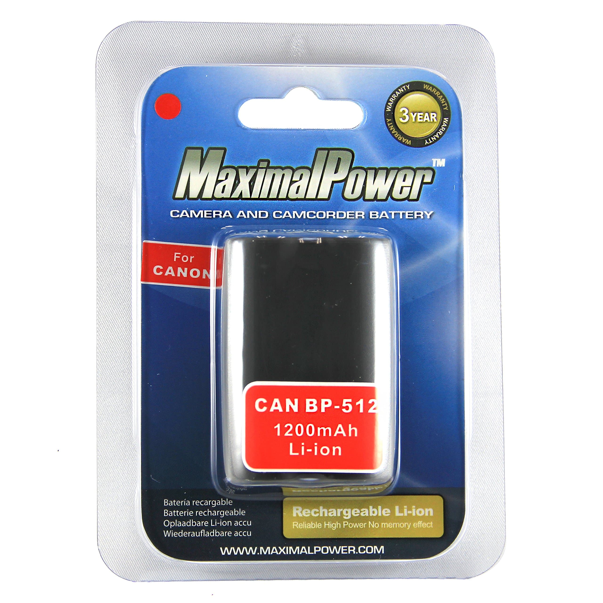 MaximalPower Replacement Lithium-ion Battery for Canon BP-512 Digital Camera Camcorder