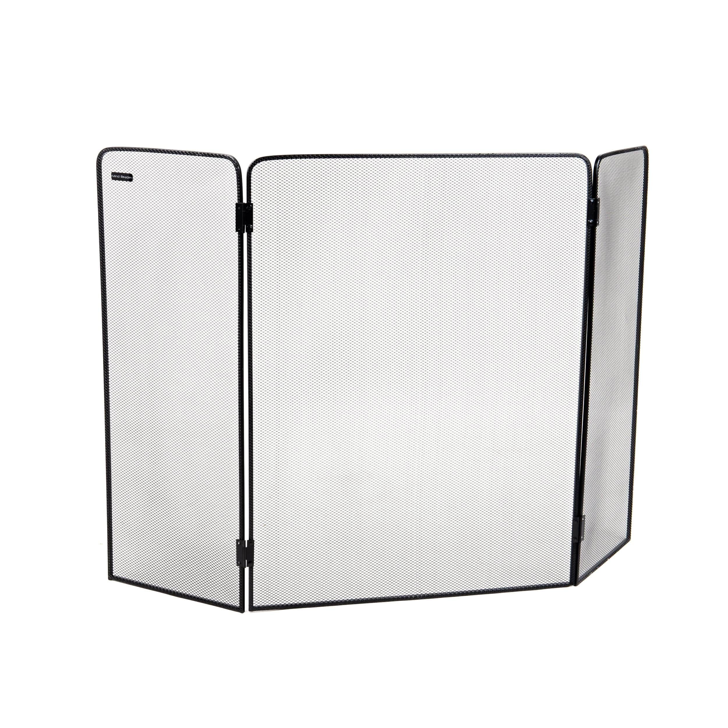 Mind Reader FIRESCREEN-BLK 3 Panel Fire Place Screen Door Panel with Double Bar Black Finish, Black