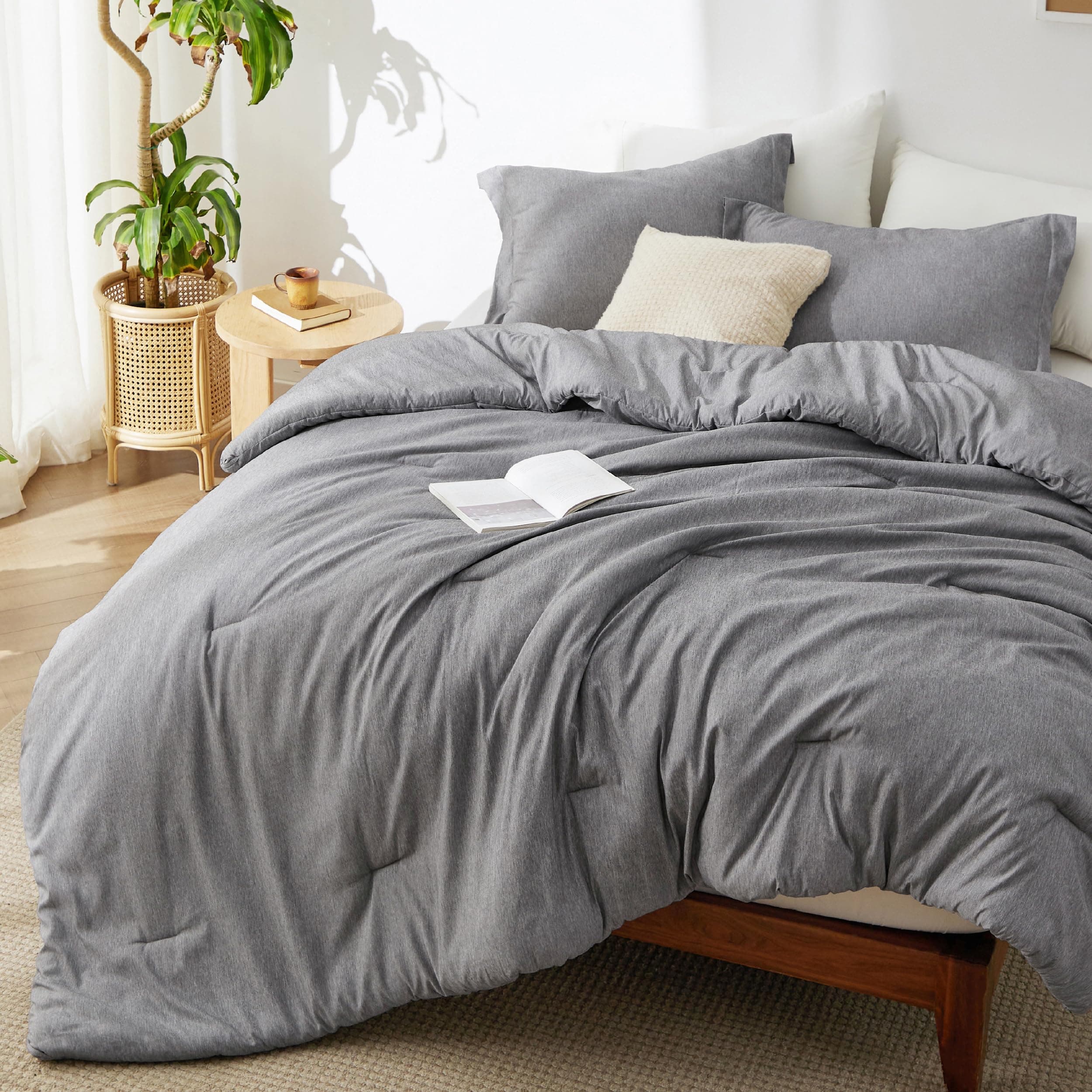 Bedsure Super King Comforter Set - Dark Grey Super King Size Comforter Set, Soft Bedding for All Seasons, Cationic Dyed Bedding Set, 3 Pieces, 1 Comforter (120"x120") and 2 Pillow Shams