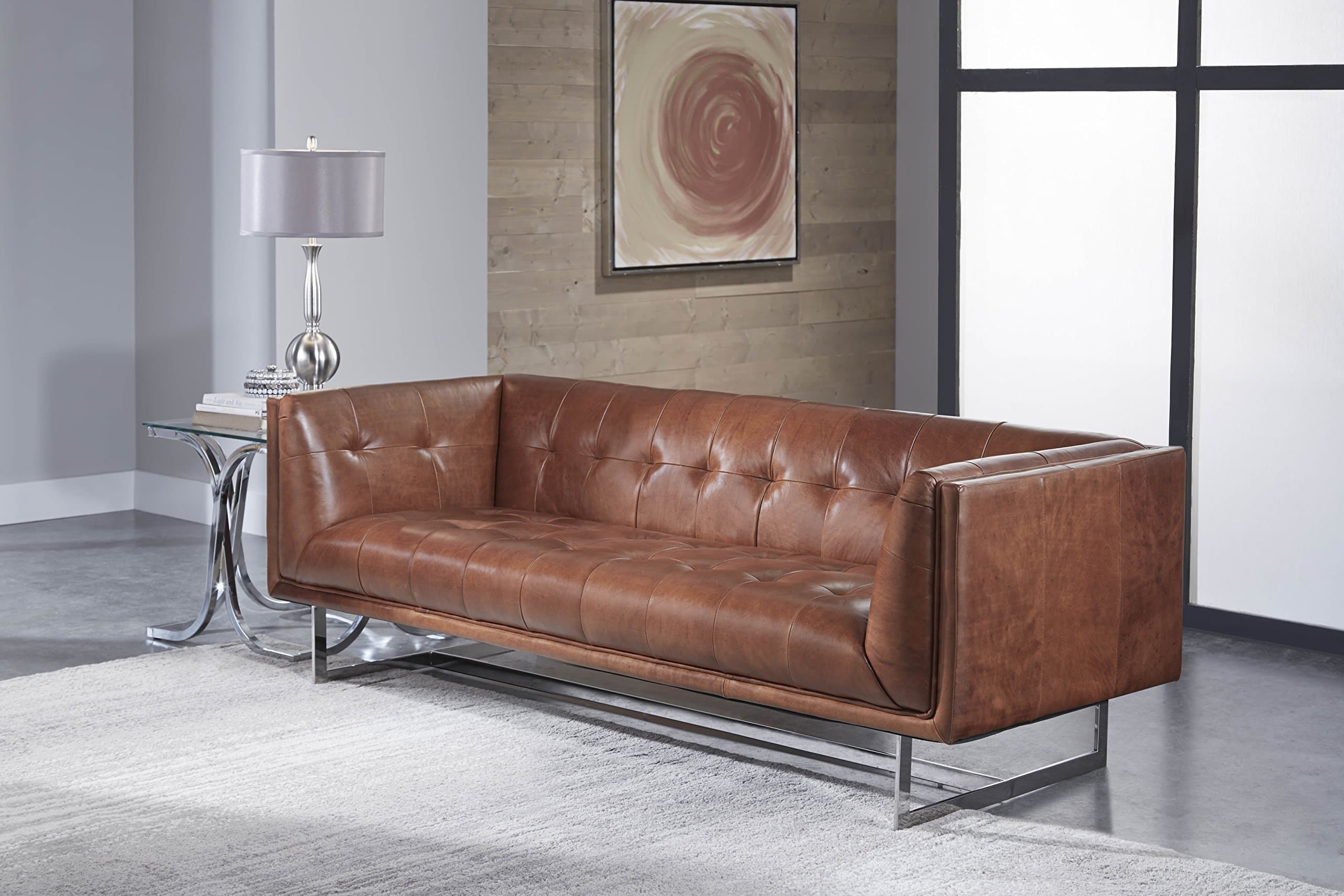 Teague Collection Leather Loveseat, Cognac
