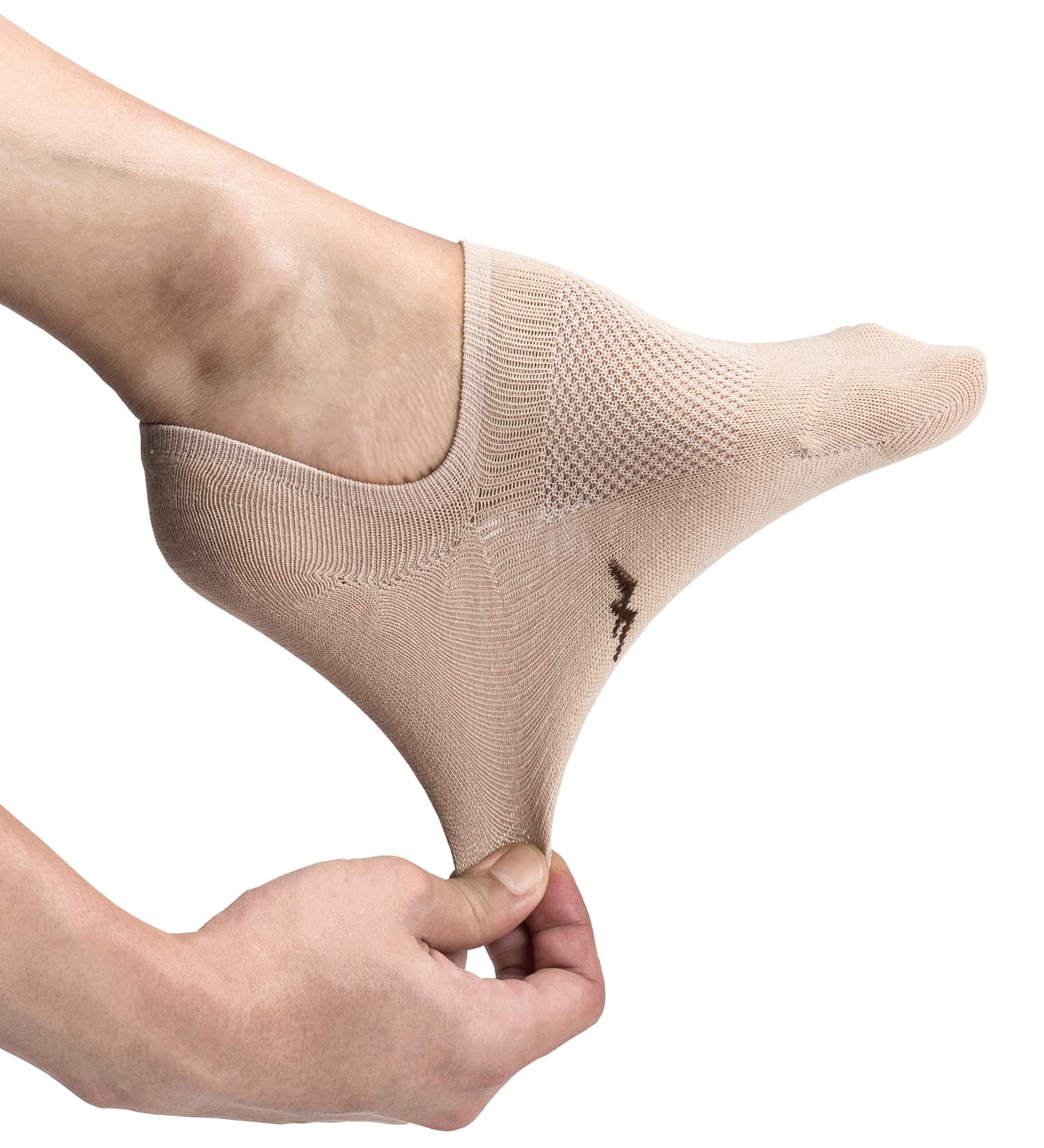 Thin No Show Socks Seamless Wide Toe Box 6 Pack Liner Unisex Size S to X-Large Cotton Footies