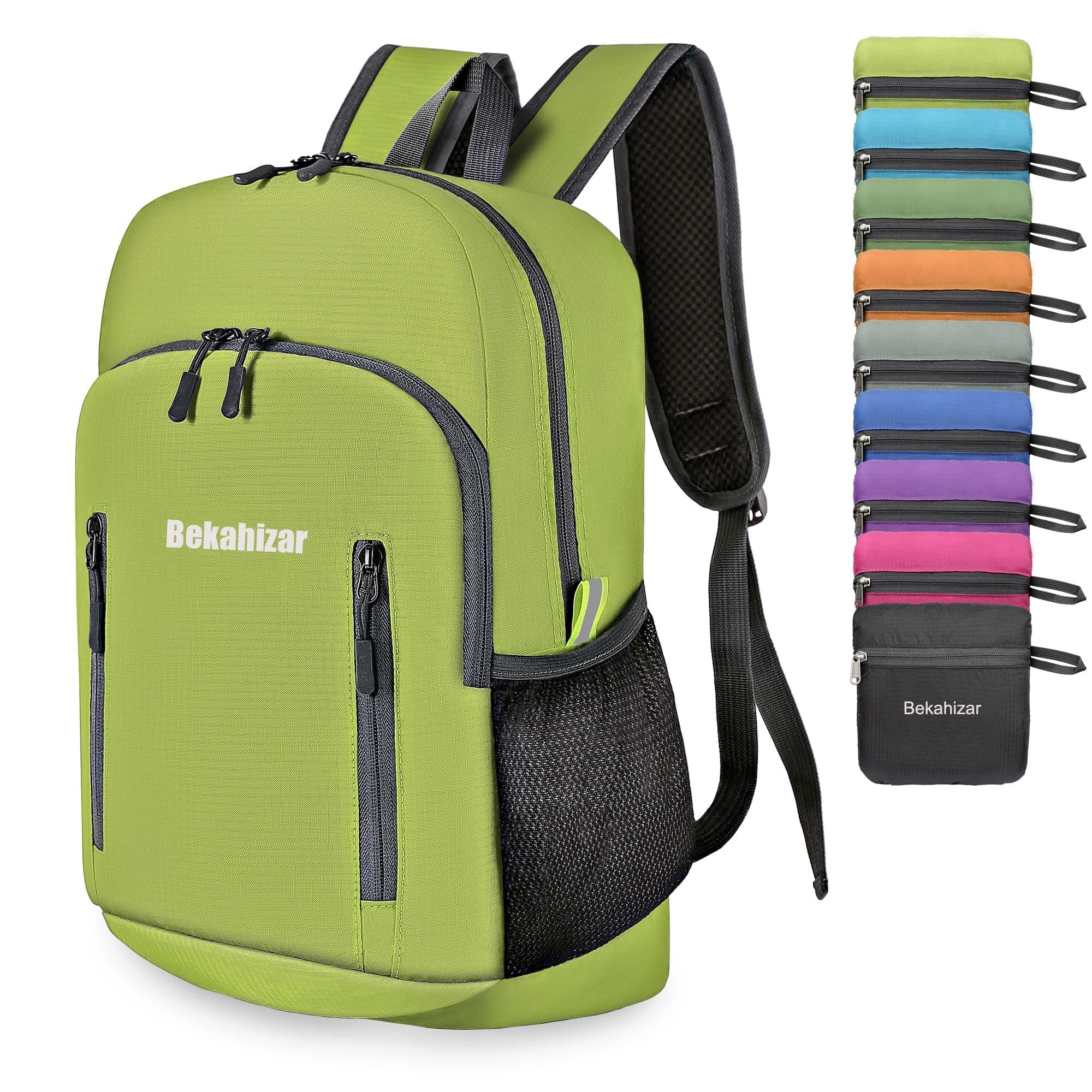 20L Ultra Lightweight Backpack Foldable Hiking Daypack Rucksack Water Resistant Travel Day Bag for Men Women Kids Outdoor Camping Mountaineering Walking Cycling Climbing (Bright Green)