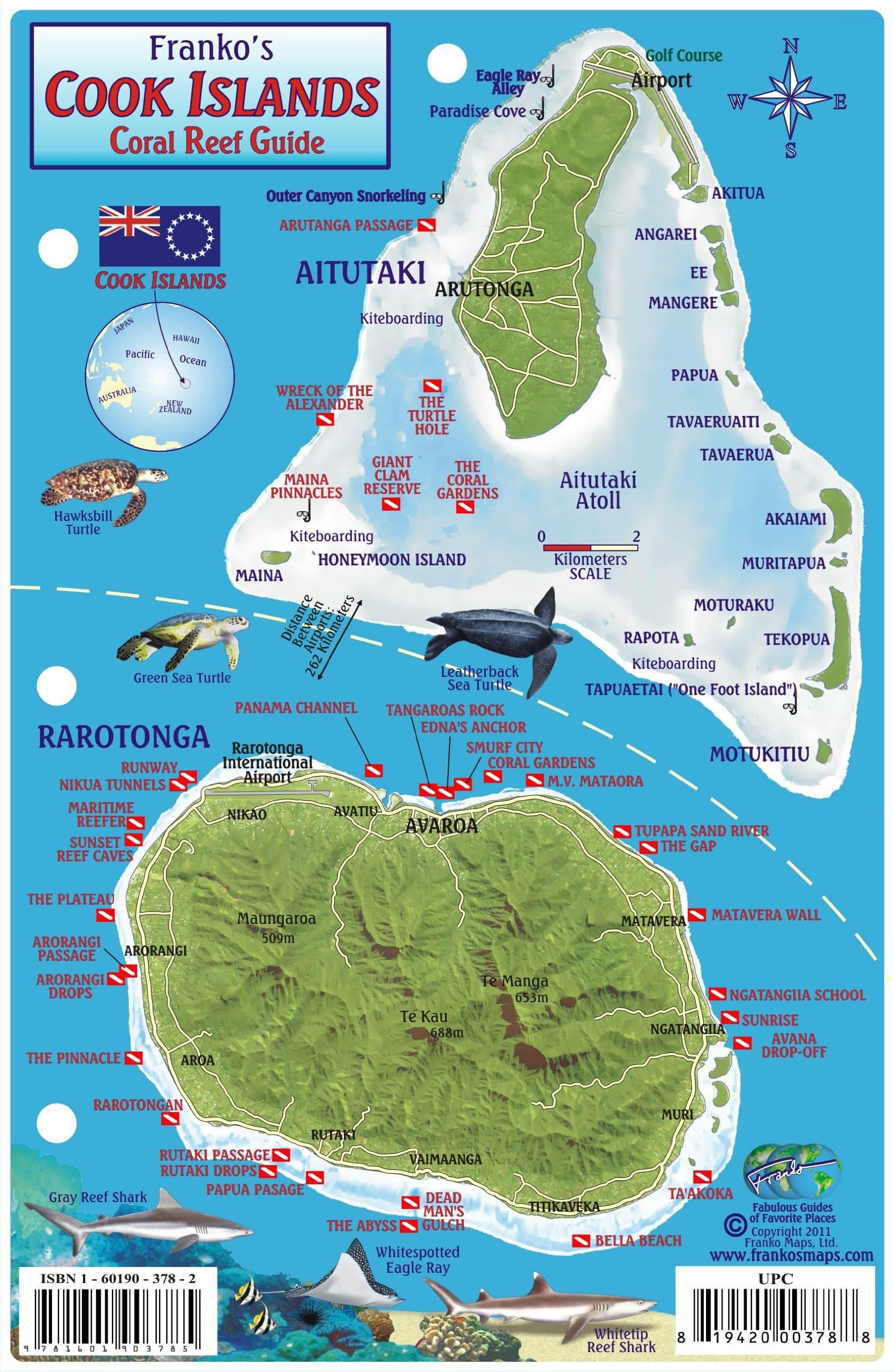 Cook Islands Dive Map & Coral Reef Creatures Guide Franko Maps Waterproof Fish Card