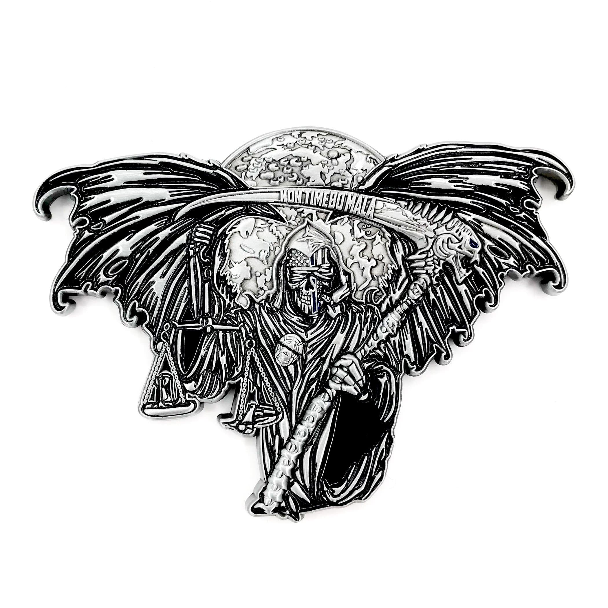 Thin Blue Line Grim Reaper – Blind Justice NYPD Law Enforcement Officer Challenge Coin by AIIZ Collectibles