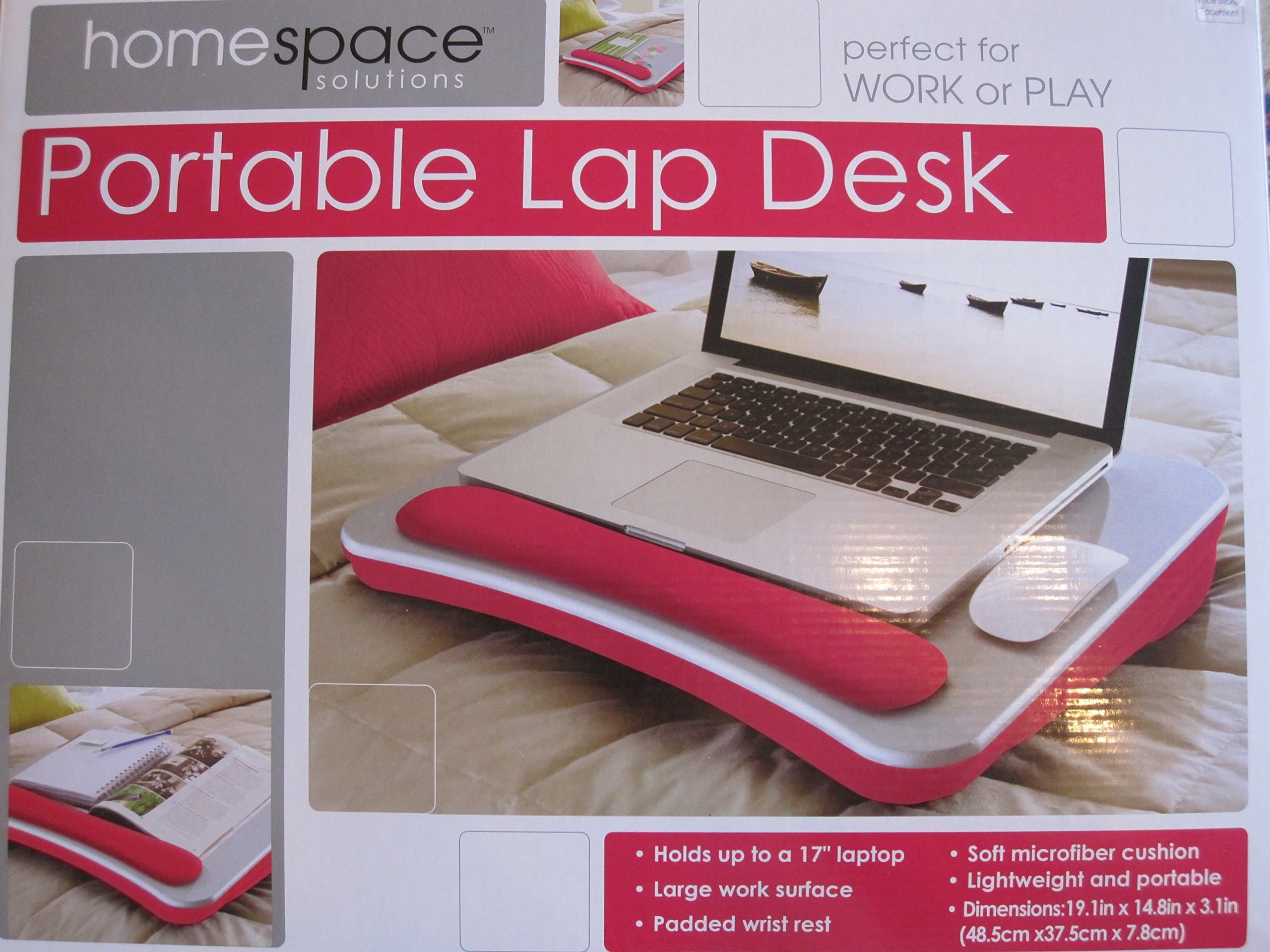 Portable Lap Desk Large work Surface to 17" Padded Pink
