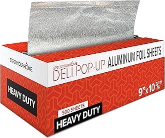 9' Ultra Heavy Duty Pop Up Deli Aluminum Foil, 500 Count Pre-Cut Sheets, Heavy Duty for Restaurant, Disposable for Food, Tin Foil for Burrito, Hot Dog or Sandwich