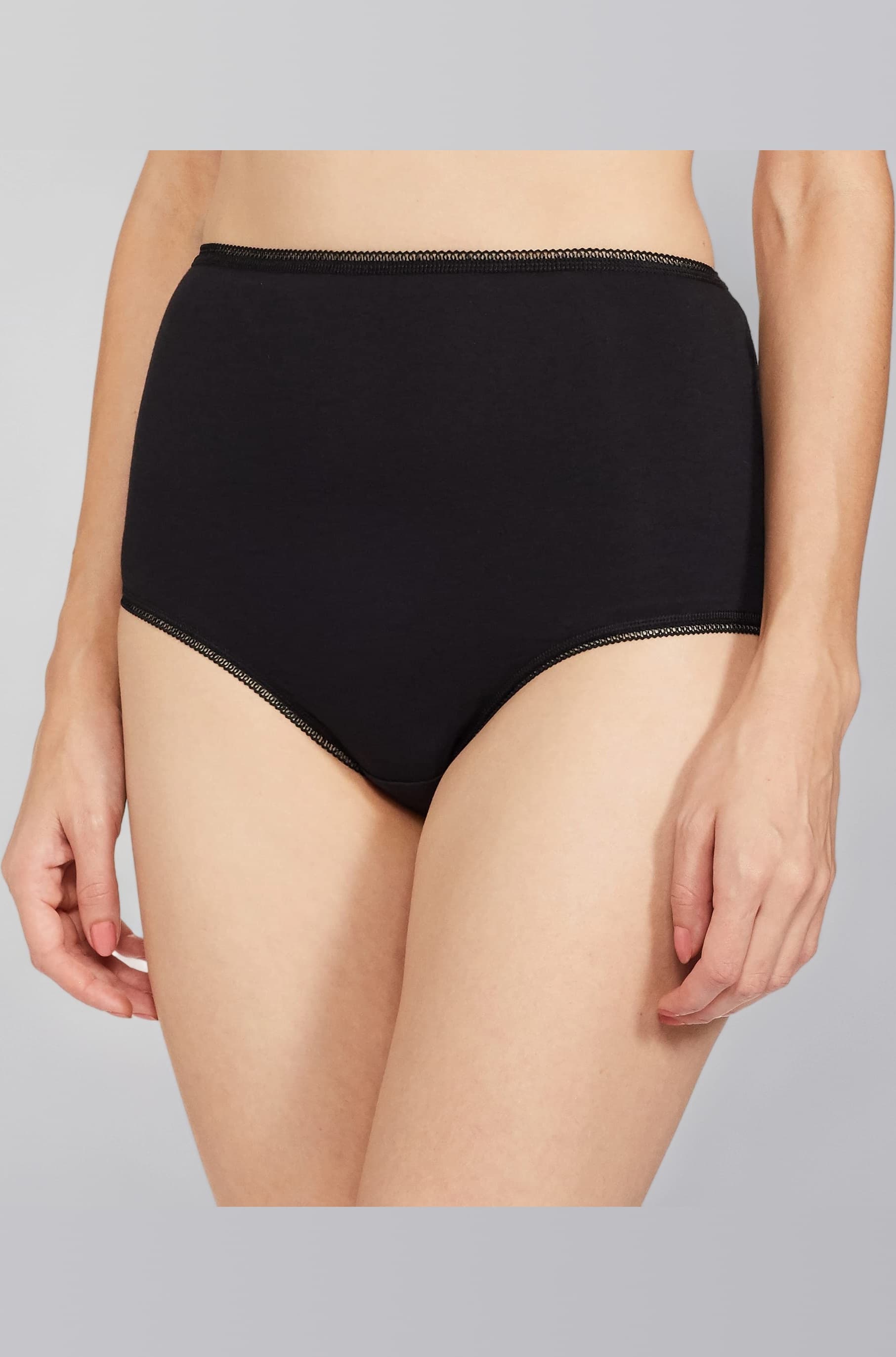 Womens Cotton Blend Solid High Rise Full Briefs (Pack of 5)