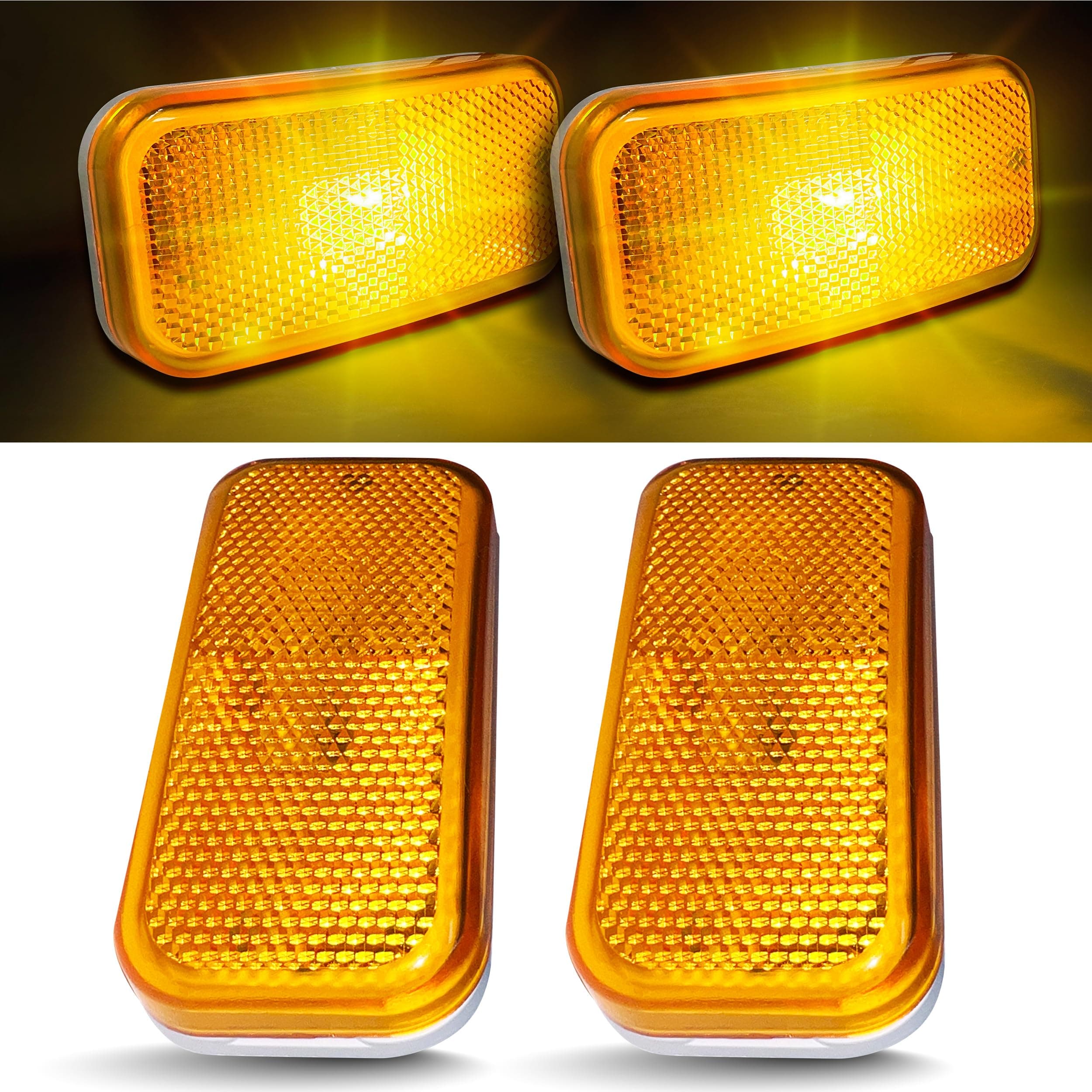 Command Electronics OEM 12V Modern Incandescent RV & Trailer Clearance Light – Made in USA – Amber, White Base – 2-Pack