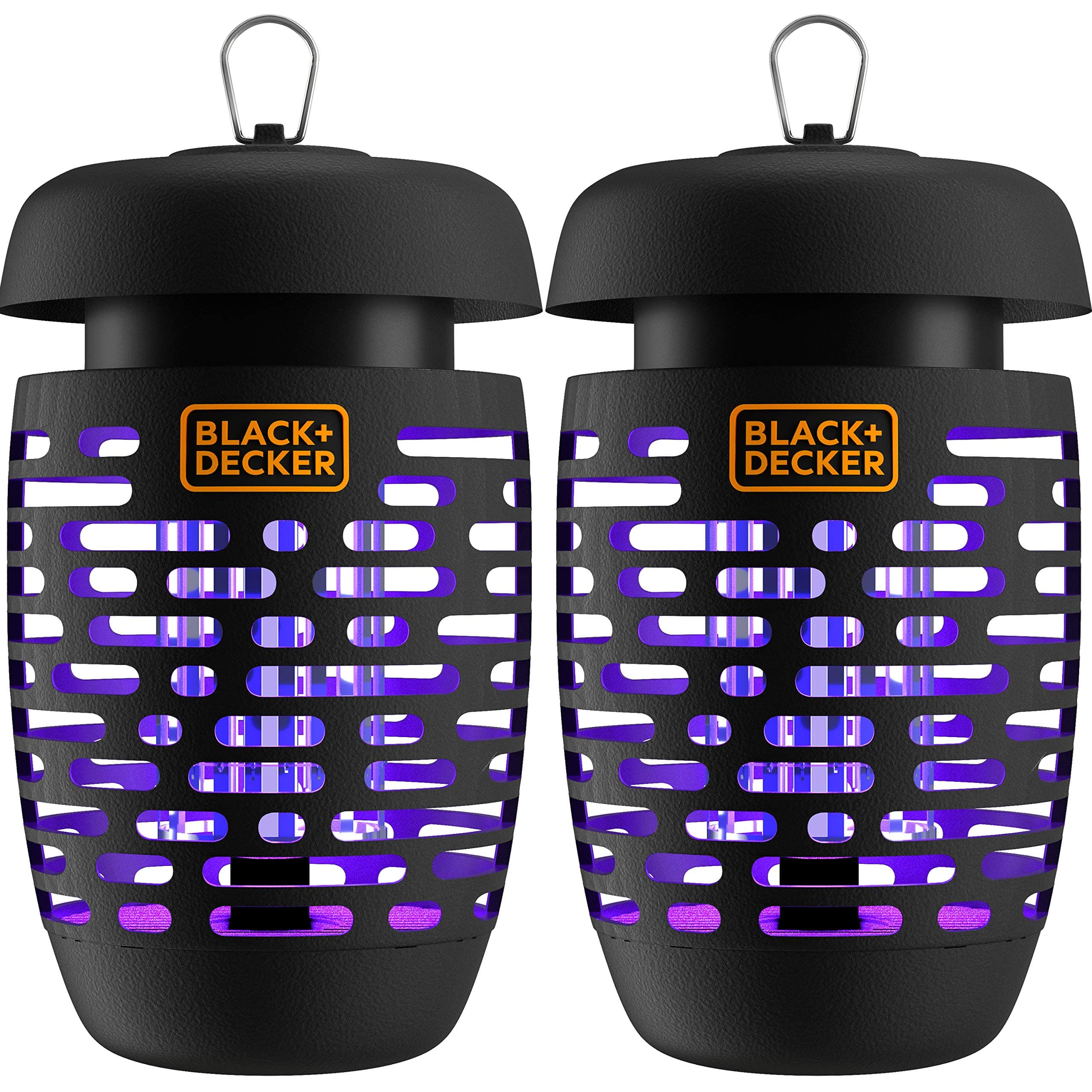BLACK + DECKER Bug Zapper Electric Lantern with Insect Tray, Cleaning Brush, Light Bulb & Waterproof Design for Indoor & Outdoor Flies, Gnats & Mosquitoes Up to 625 Square Feet- 2 Pack
