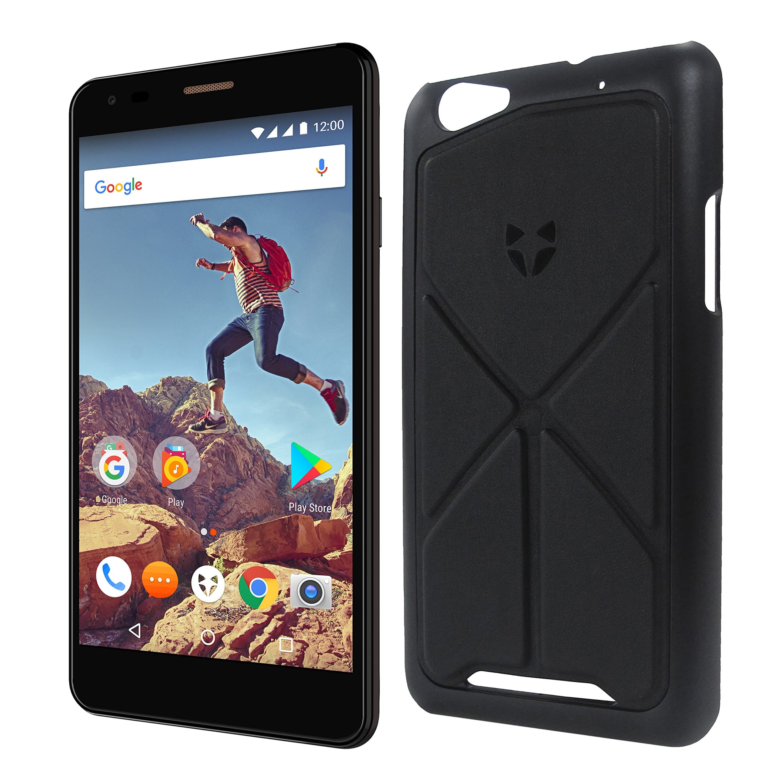 Wileyfox Spark X Black - 5.5" HD, Dual SIM, Android Nougat 7.0, SIM-Free Smartphone with Premium Origami Stand Case