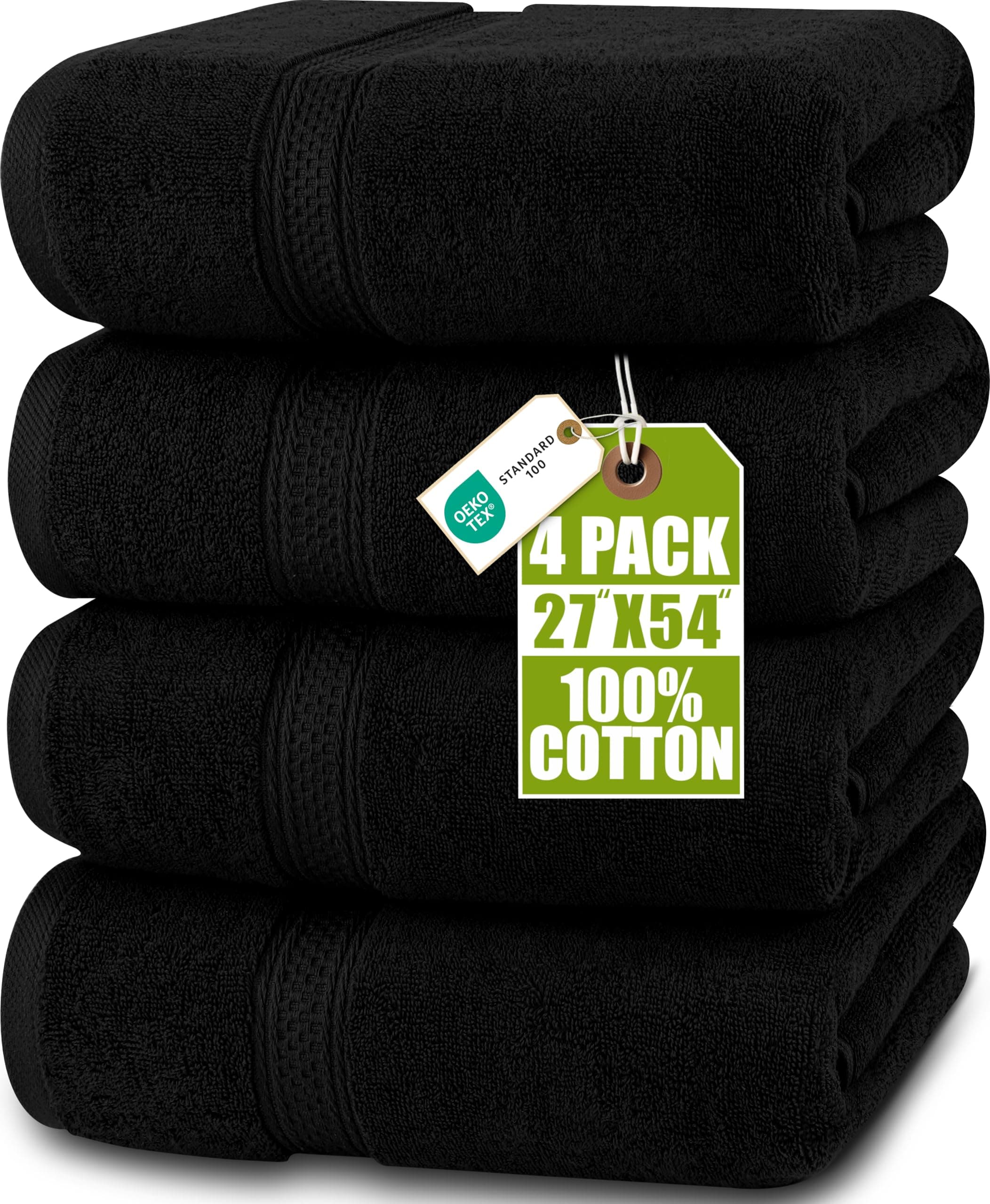 Utopia Towels - Bath Towels Set, Black - Premium 600 GSM 100% Ring Spun Cotton - Quick Dry, Highly Absorbent, Soft Feel Towels, Perfect for Daily Use (4-Pack)…