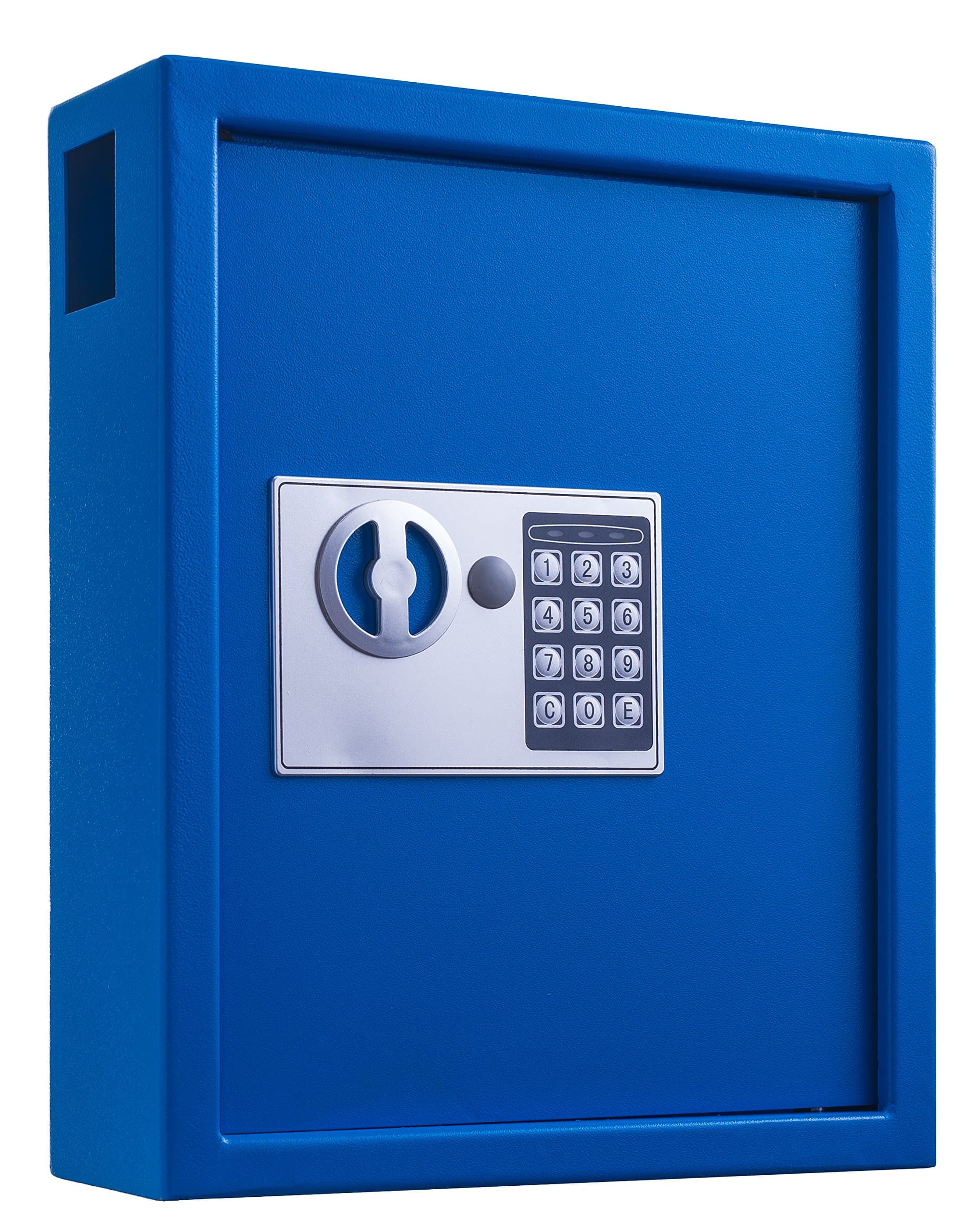 AdirOffice 40 Keys Cabinet with Digital Lock - Electronic Key Safe - Pin Code Keyless Storage Box for Keys - Secure Steel Lockbox - Scratch Resistant Powder Coated - Wall Anchor (Blue)