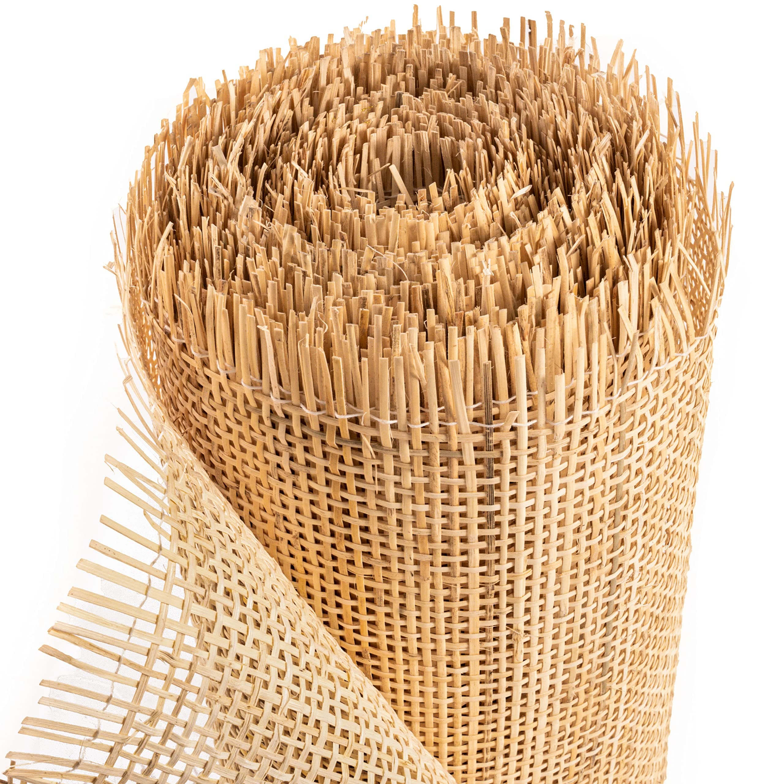 18" Width Square Rattan Cane Webbing Roll 7 Feet for Caning Projects Fine Radio Net Mesh Pre - Woven Open Mesh Cane Cane Webbing Sheet Natural Rattan Cane Webbing Roll for Cabinet Chair (7 Feet)