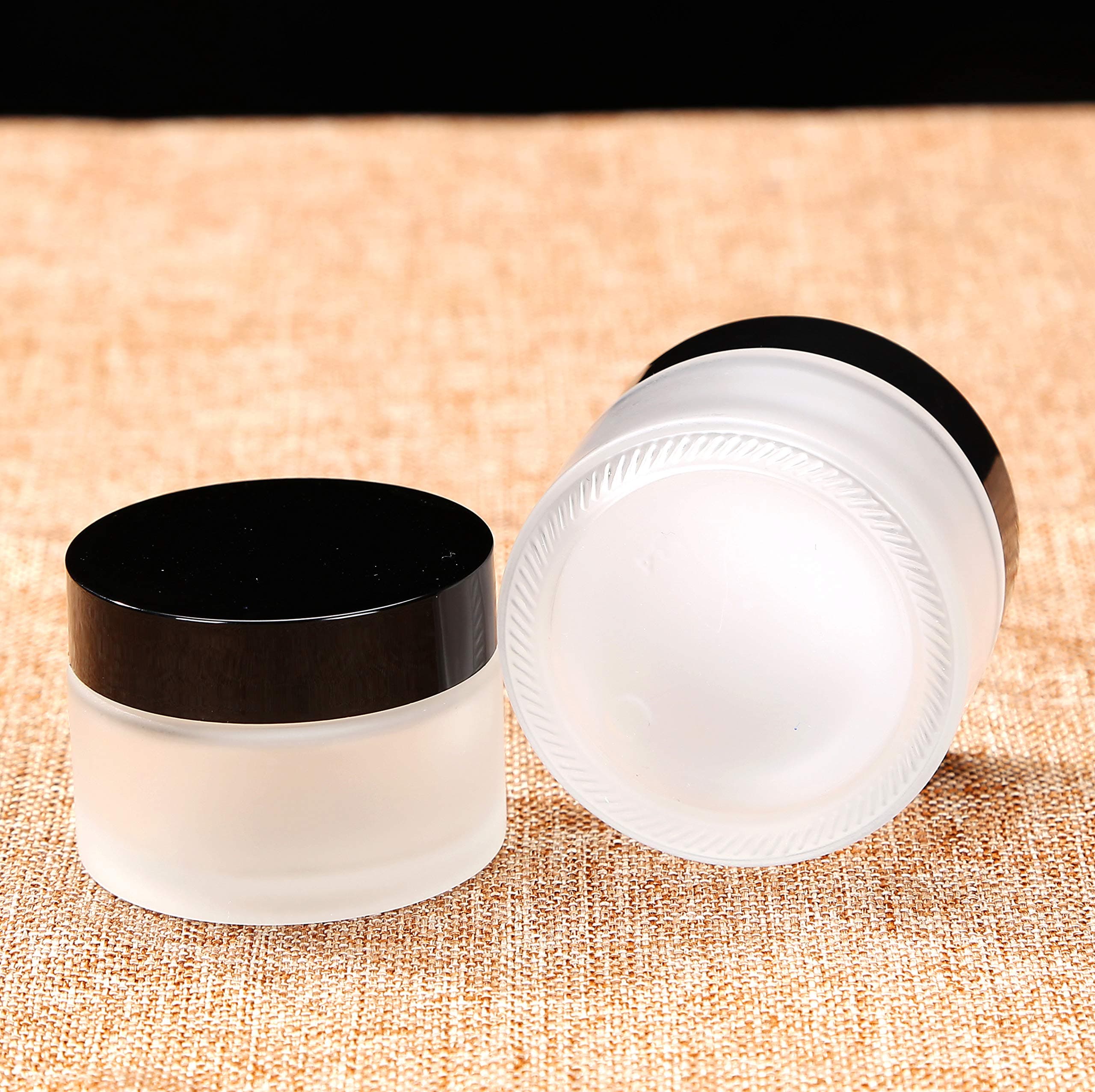 15ml /0.5 oz, 12 pack Small Glass Containers With Lids - Clear Frosted Sample Containers Strong Sealing Body Lotion Travel Jars With Inner Liners And Lids For Cosmetics,Face Cream,Mud Mask,Eye Cream