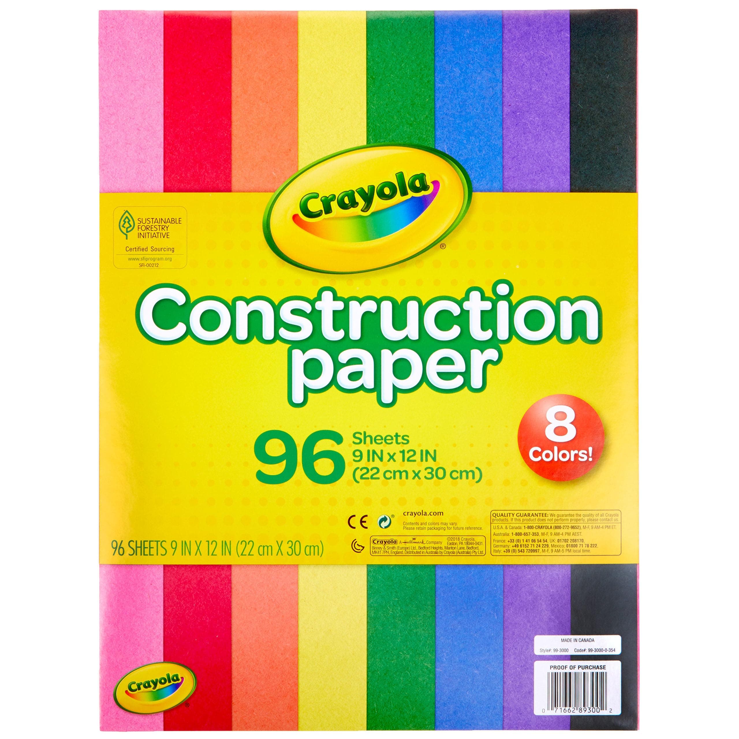 Construction Paper (96 Sheets) | 9x12 Pad Containing 8 Classic Crayola Colours | Perfect for Art Projects & Classrooms