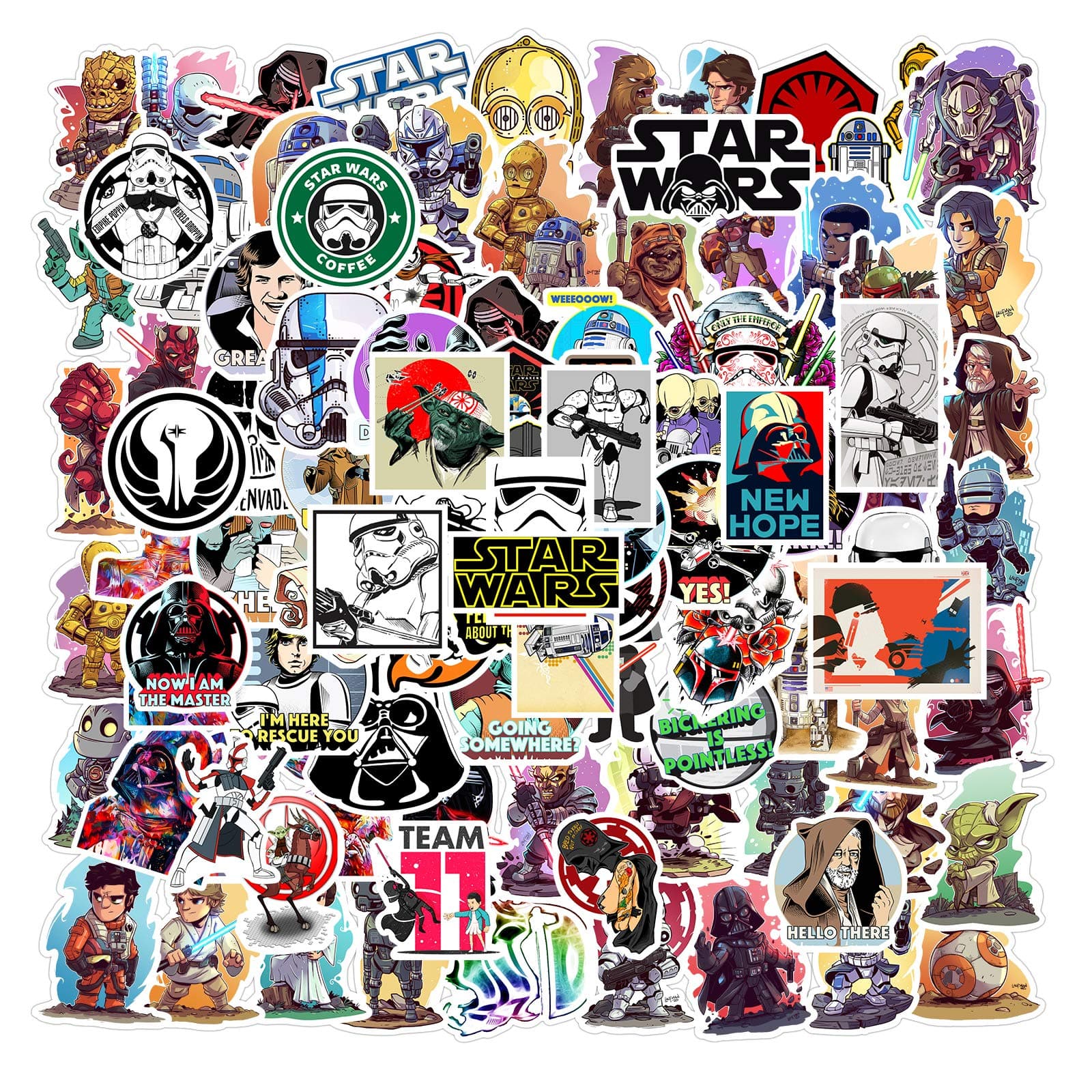 100 Pcs Star Wars Stickers Pack Waterproof Sticker Decals Laptops Skateboard Luggage Car for Kids Teens Adults Stickers