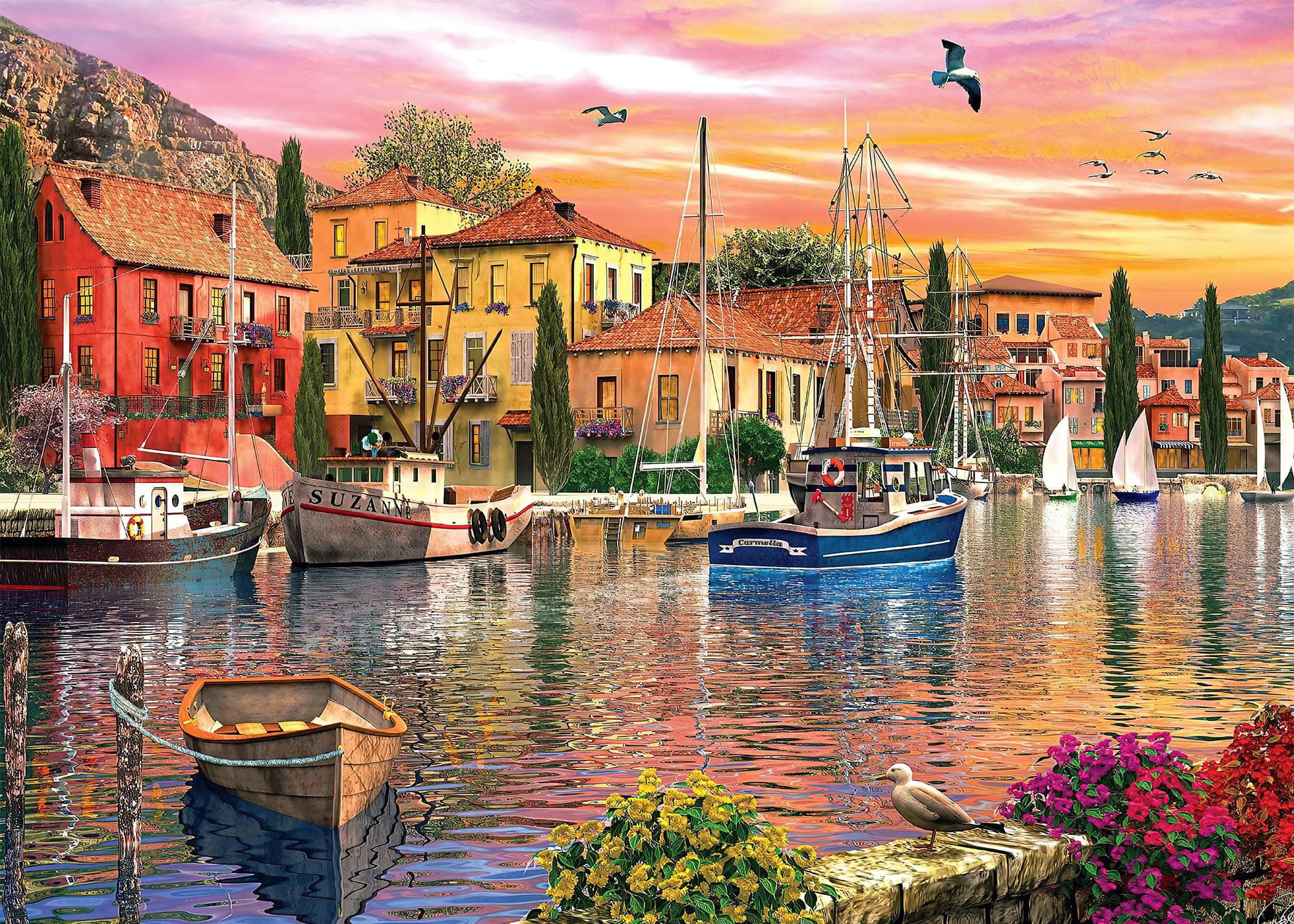 Mediterranean Harbor Jigsaw Puzzle 1000 Pieces