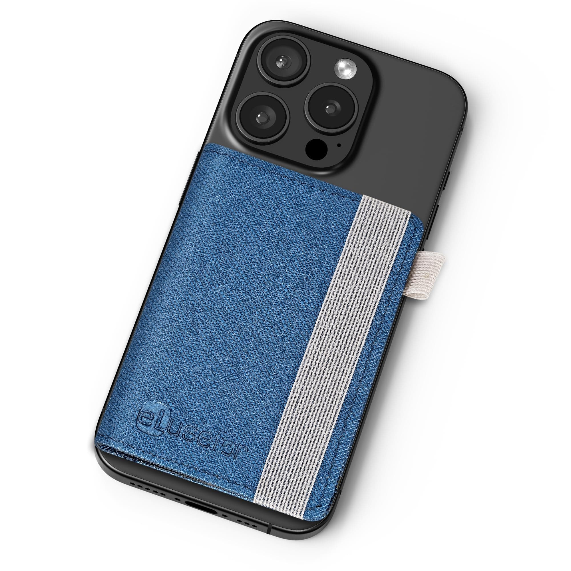 Stick-On Phone Wallet for Back of iPhone or Android Case | 6 Sleeve Credit Card Holder - Pocket for Cards, Money & ID - Built-in Stand - Waterproof Material - Travel, Work & Life-Proof - Blue