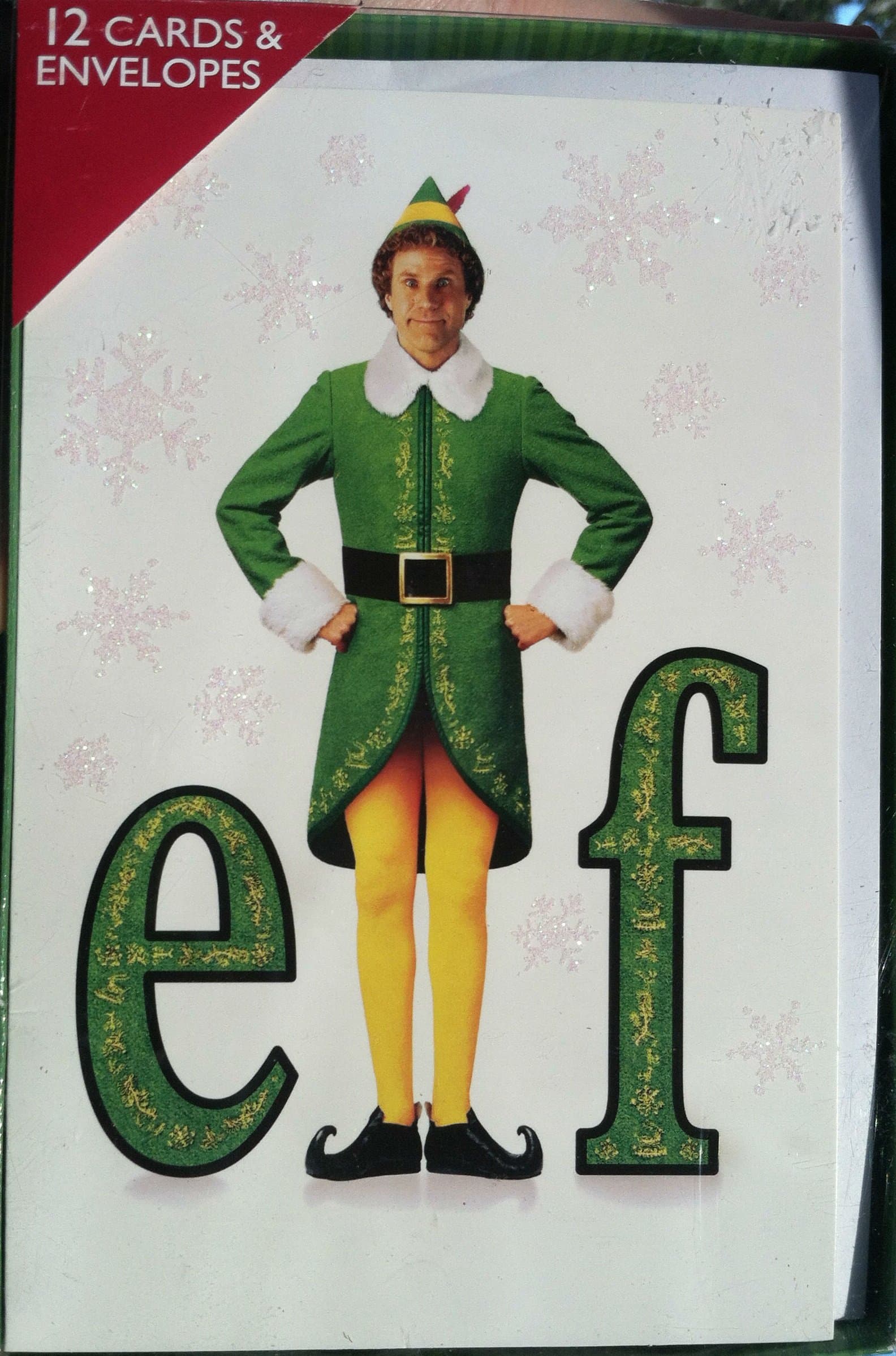 Will Ferrell ~ Elf ~ 12 Christmas Cards & Envelopes