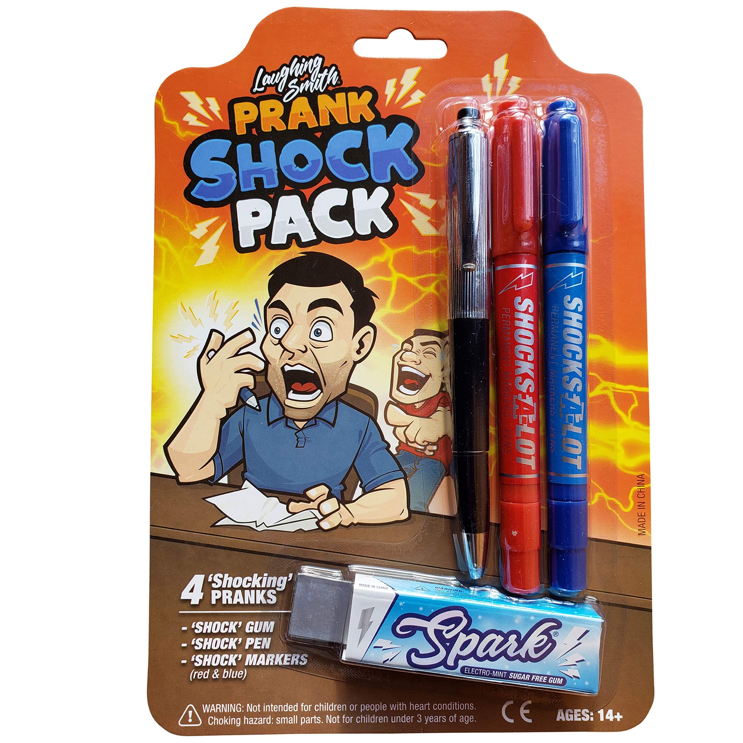 Laughing Smith Shocking Prank Kit 1 x Shock Pen, 2 x Shock Markers and 1x Shock Gum - Trick Your Friends and Family - Hilarious Electric Shock Game and Prank Stuff - Funny Shocker Gag Toys