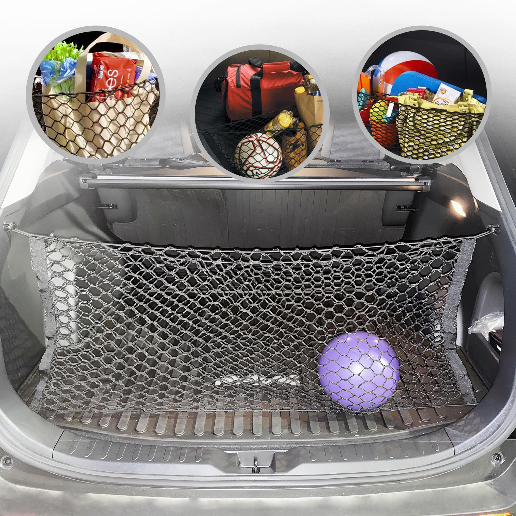 Trunk Envelope Style Mesh Cargo Net for Toyota RAV4 Rav4 Hybrid Prime 2019-2025 - Car Accessories - Premium Trunk Organizer and Storage - Vehicle Carrier Organizer for Toyota RAV4