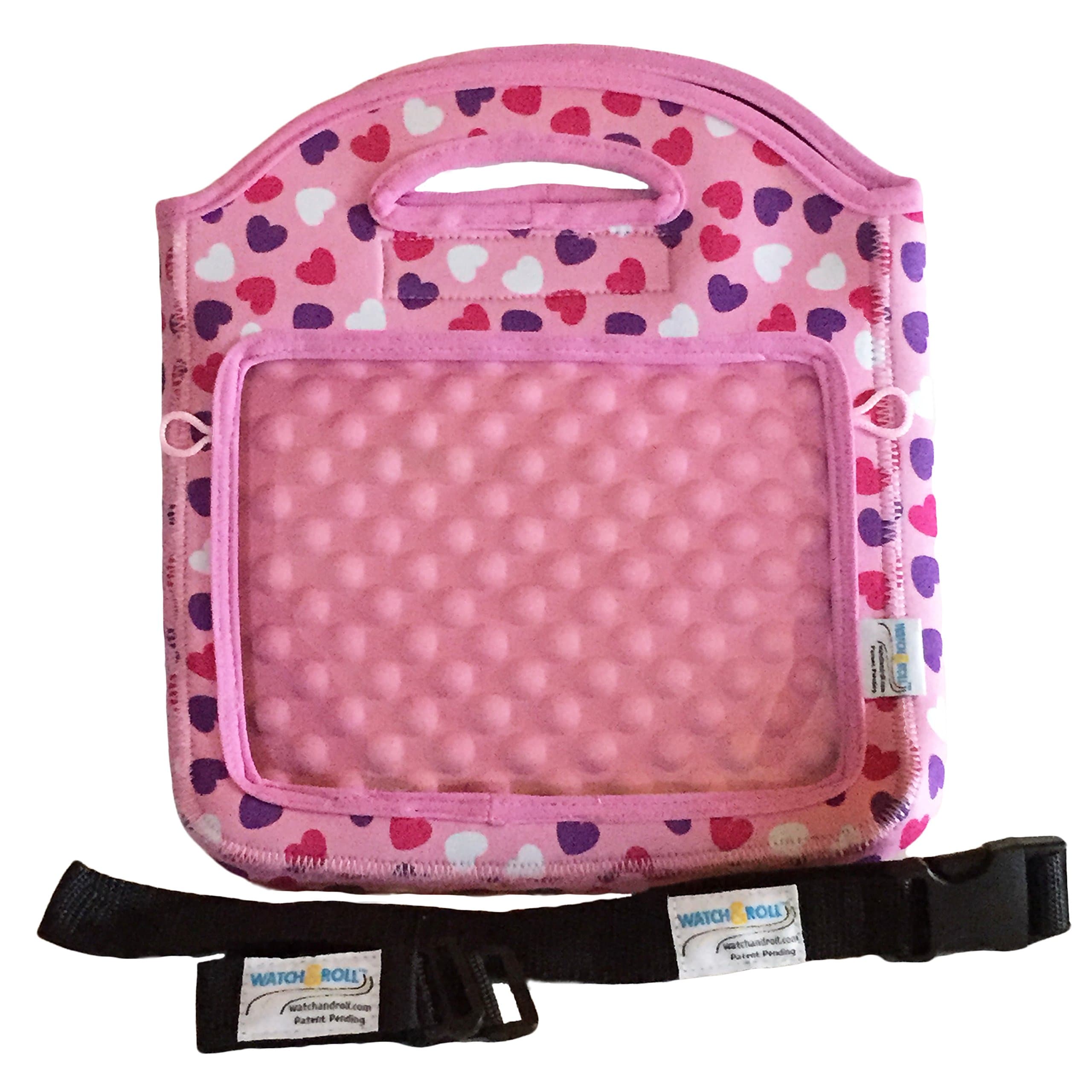 Watch and Roll - Mountable Tablet Case Kit for Car, Stroller, Plane, Toddler & Kid - Hearts