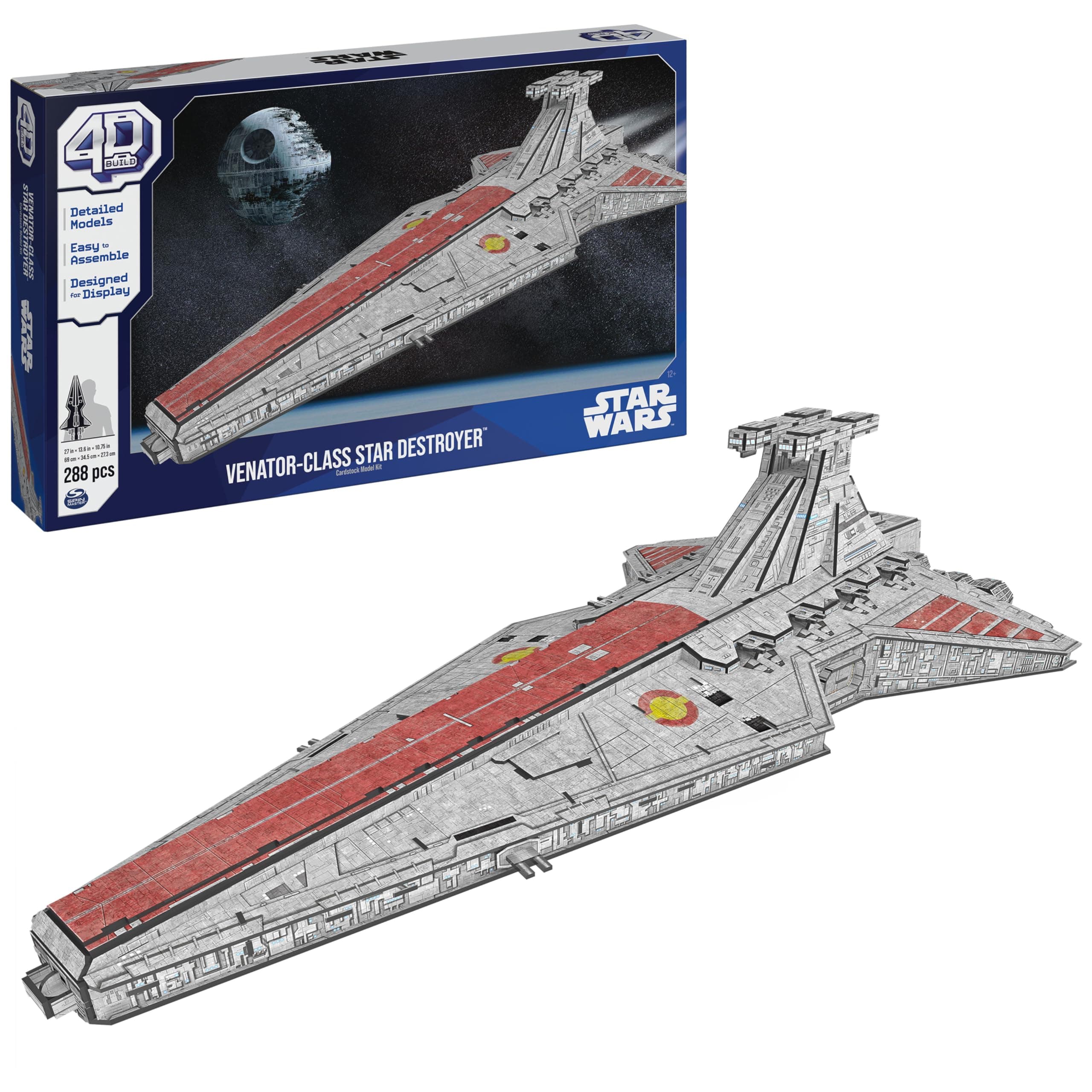 Star Wars Deluxe Venator-Class Star Destroyer 3D Model Kit, Star Wars Collectibles & Desk Decor, Adult Puzzle, Building Toys, 288 Pieces, 3D Puzzles for Ages 12 & Up