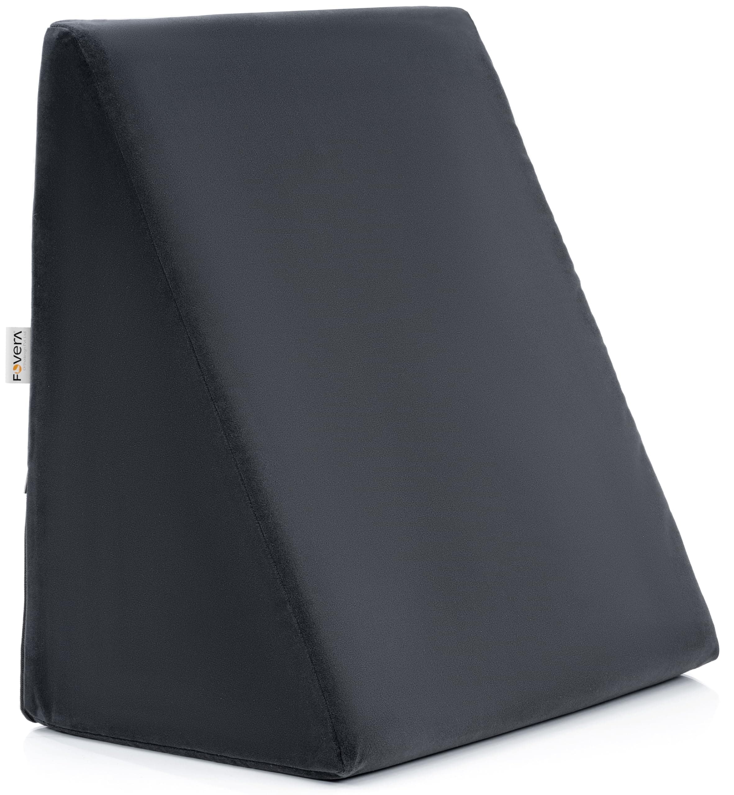 FOVERA Wedge Pillow | Cushion for Bed, Orthopedic Memory Foam Back Support | for Acid Reflux, Snoring, GERD, Leg Elevation (Dark Grey, 18L x 17.5W x 11H Inch)