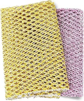 The Crown Choice Non-Scratch Heavy Duty Scouring Pad or Pot Scrubber Pads (2PCs) | for Scouring Kitchen, Dishwashing, Cleaning | Nylon Mesh Scrubbing Scrubbies | Scrub Pads Cloth Outlast Any Sponges